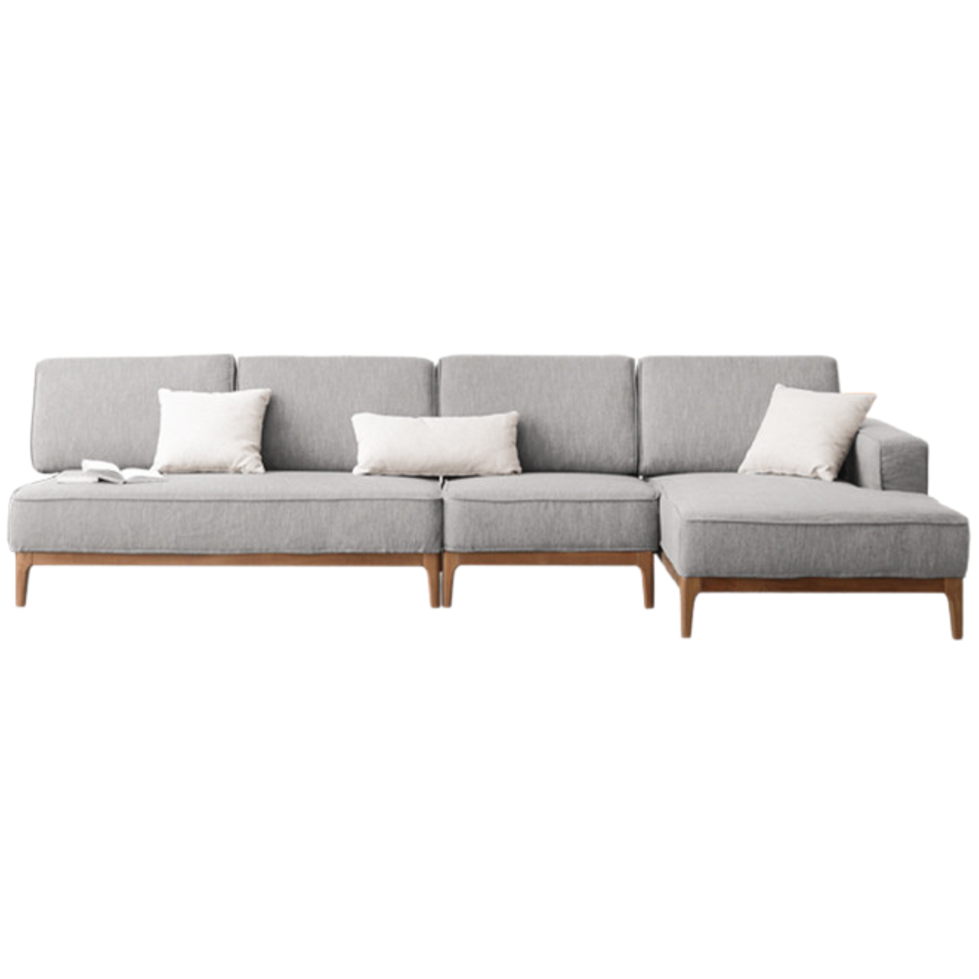 Ash Solid Wood Fabric Corner Sofa Modern Simple