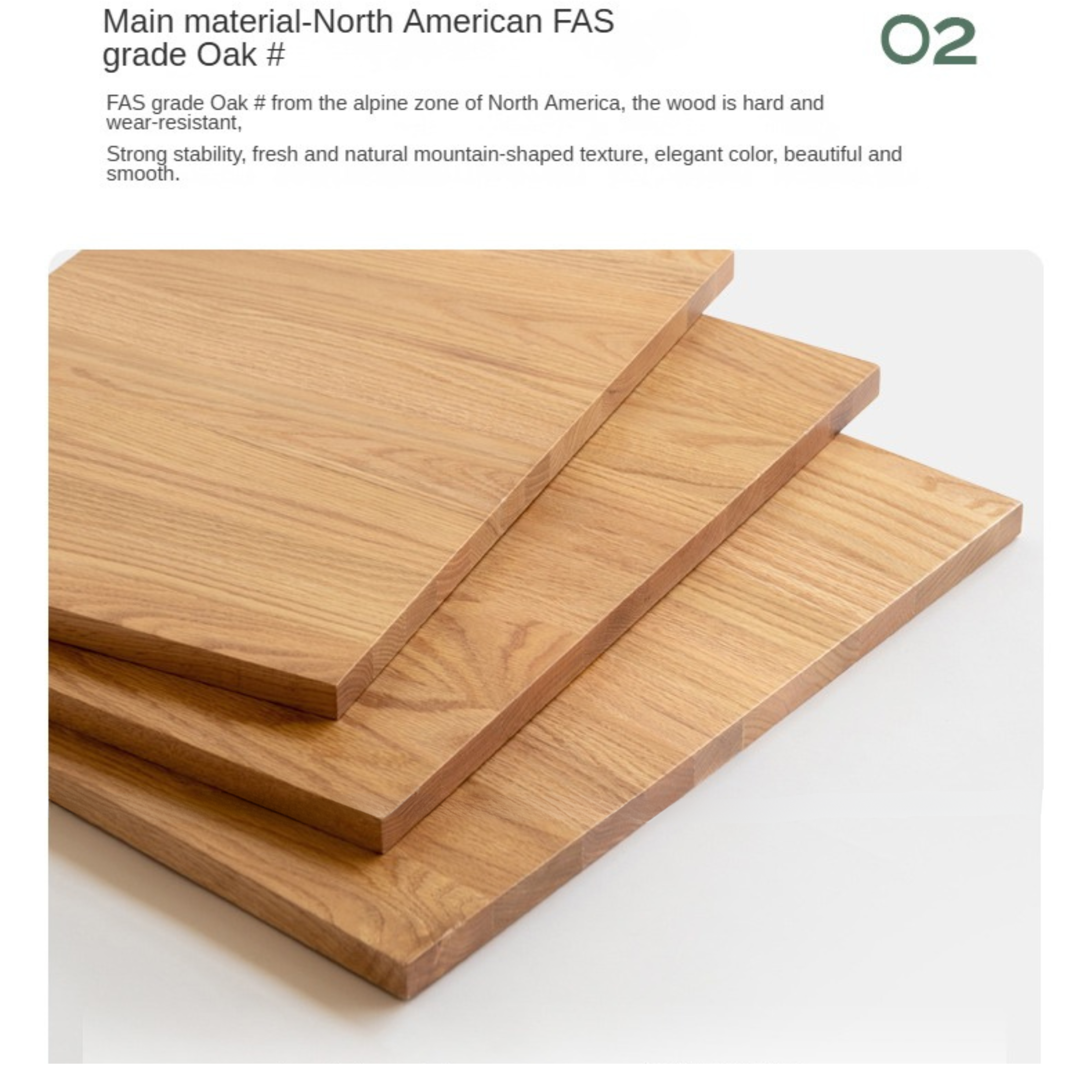 Oak Solid Wood Rectangular Rock Plate Dining Table