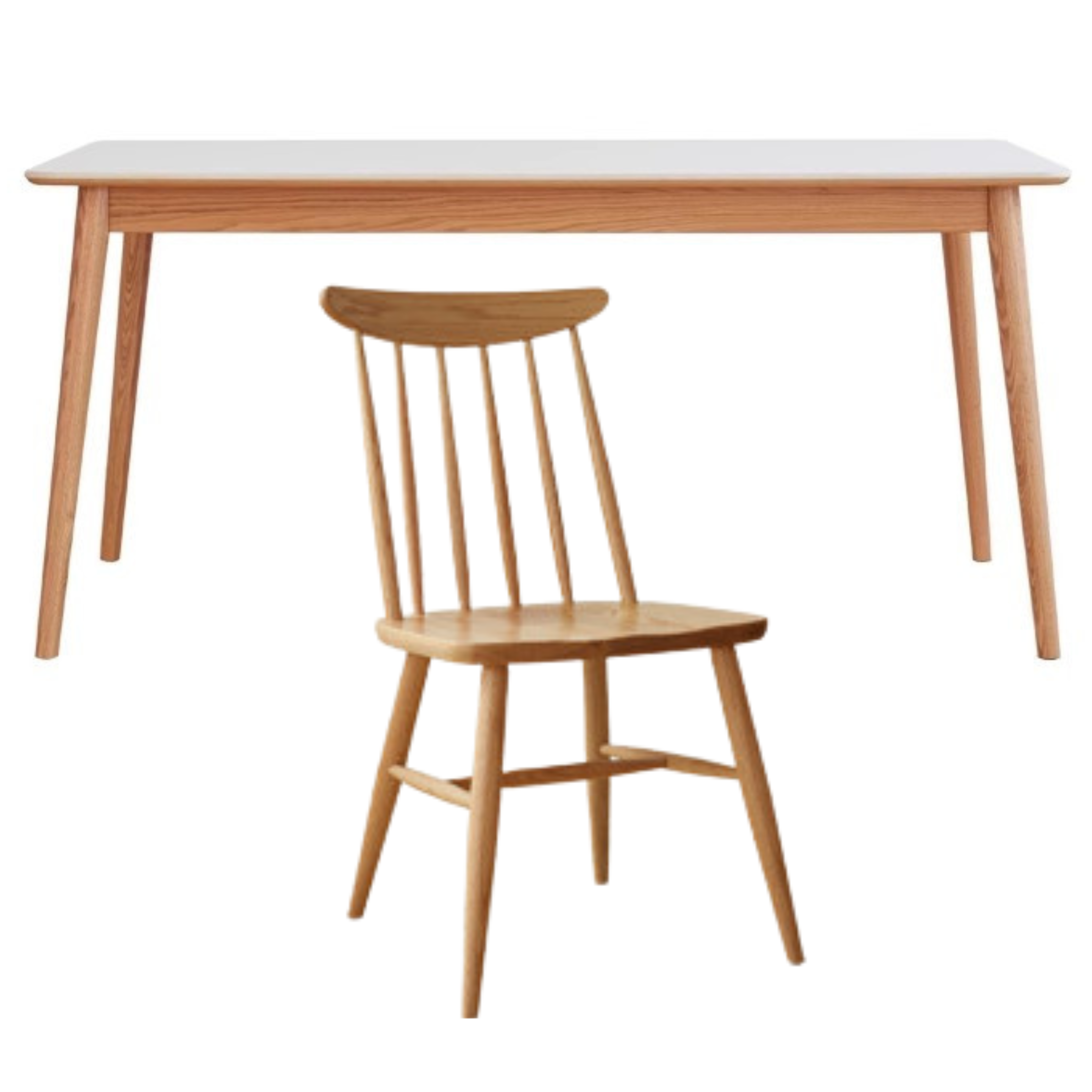 Oak Solid Wood Dining Table With Rock Slab Surface