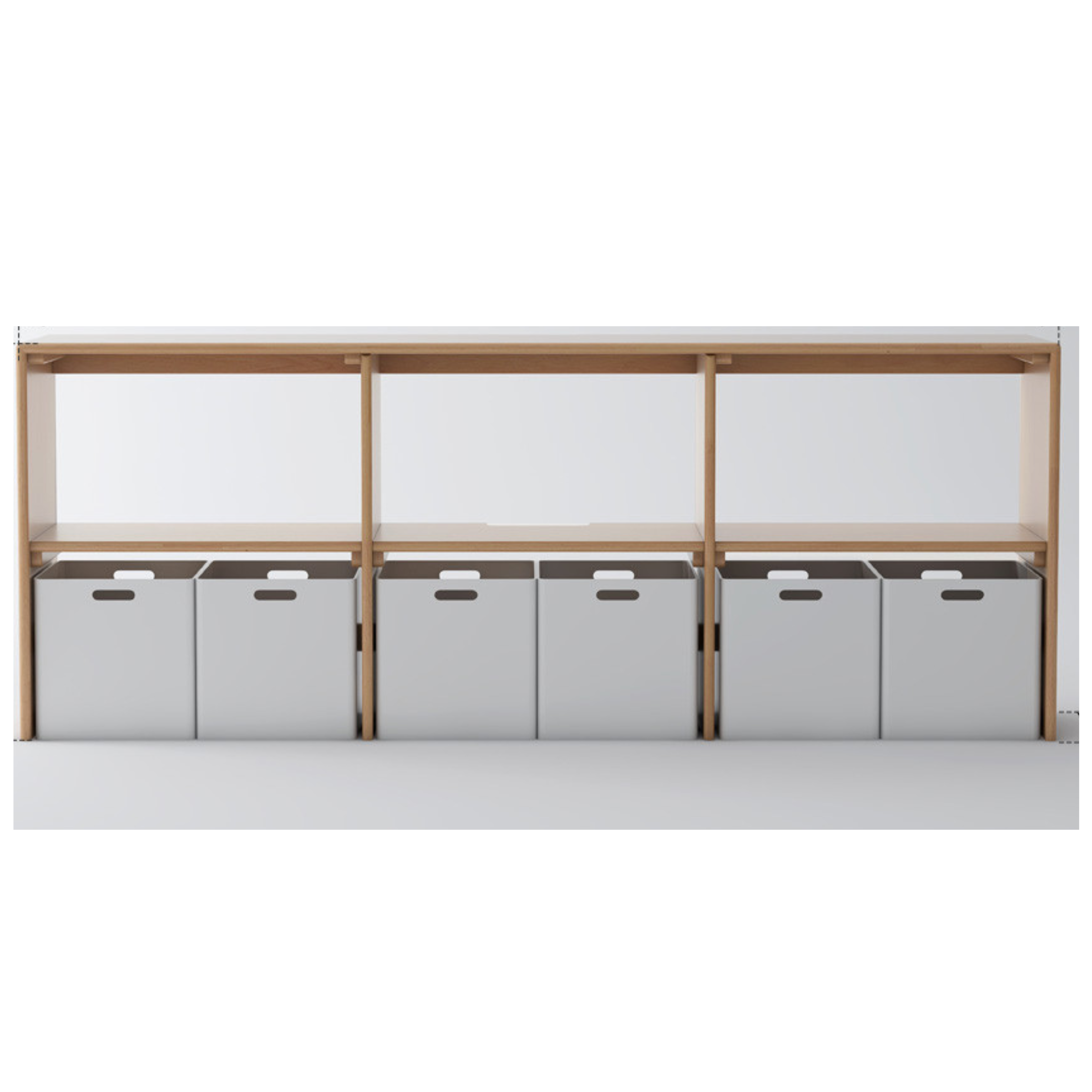 Oak, Solid Rubberwood TV Cabinet Minimalist Children's Toy Storage.