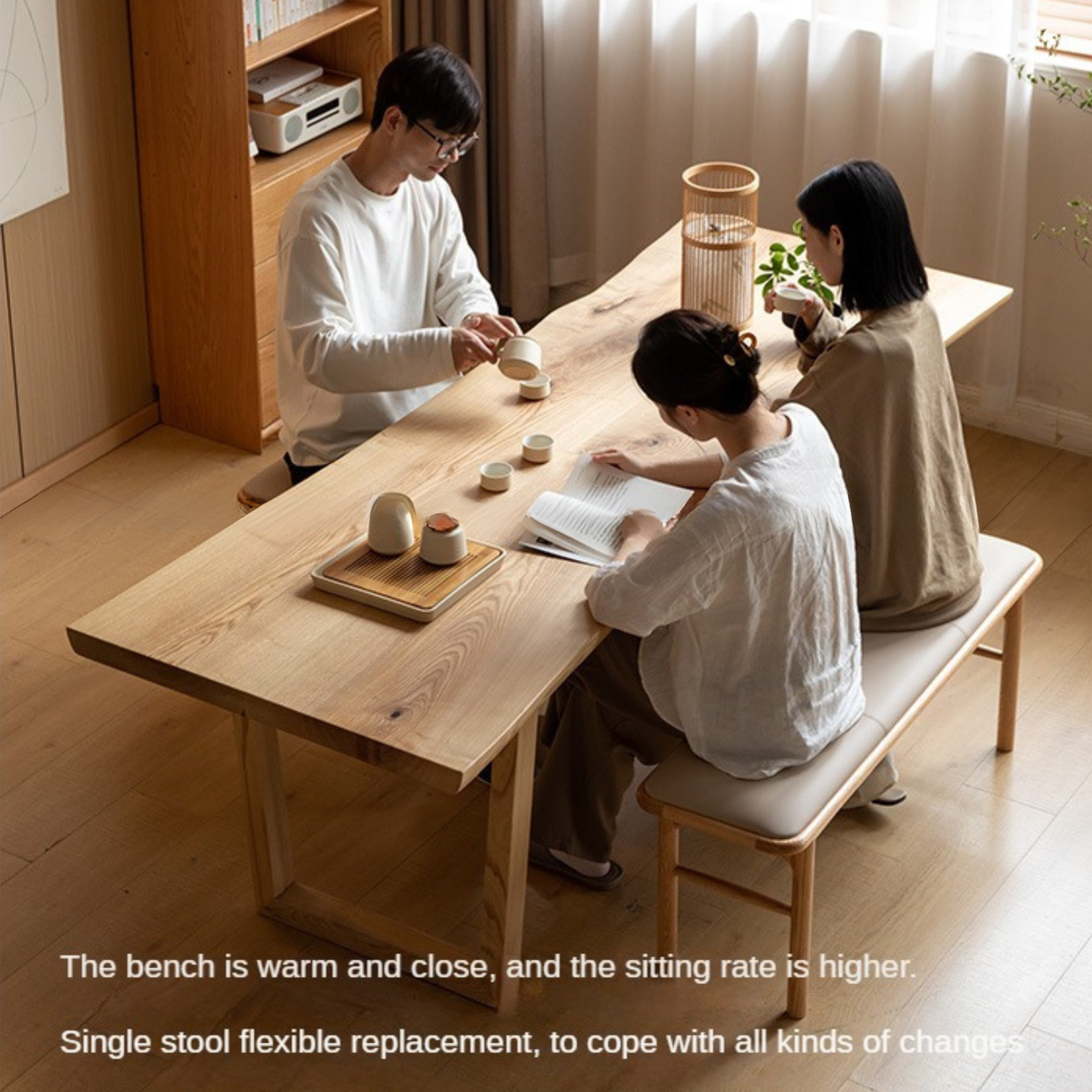 Oak Solid Wood Modern Soft Tea Stool