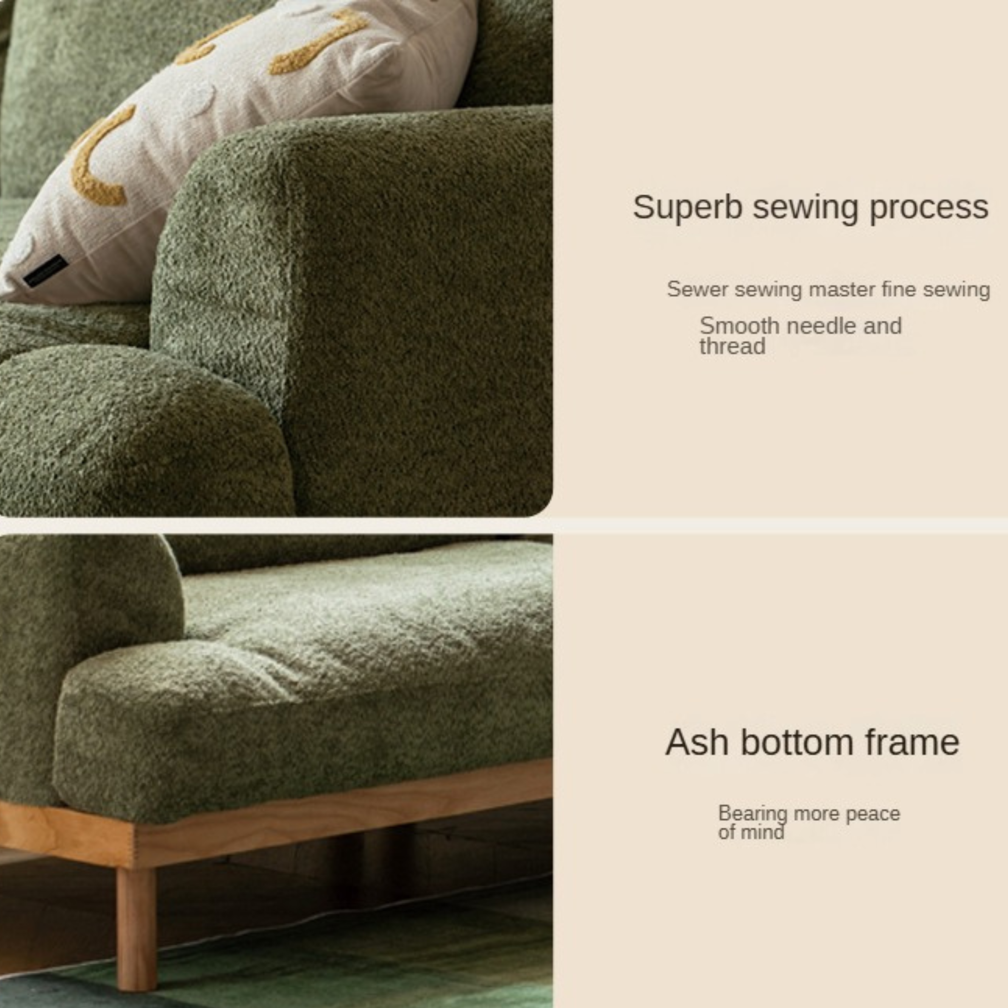 Ash Solid Wood Fabric Sofa Nordic Modern