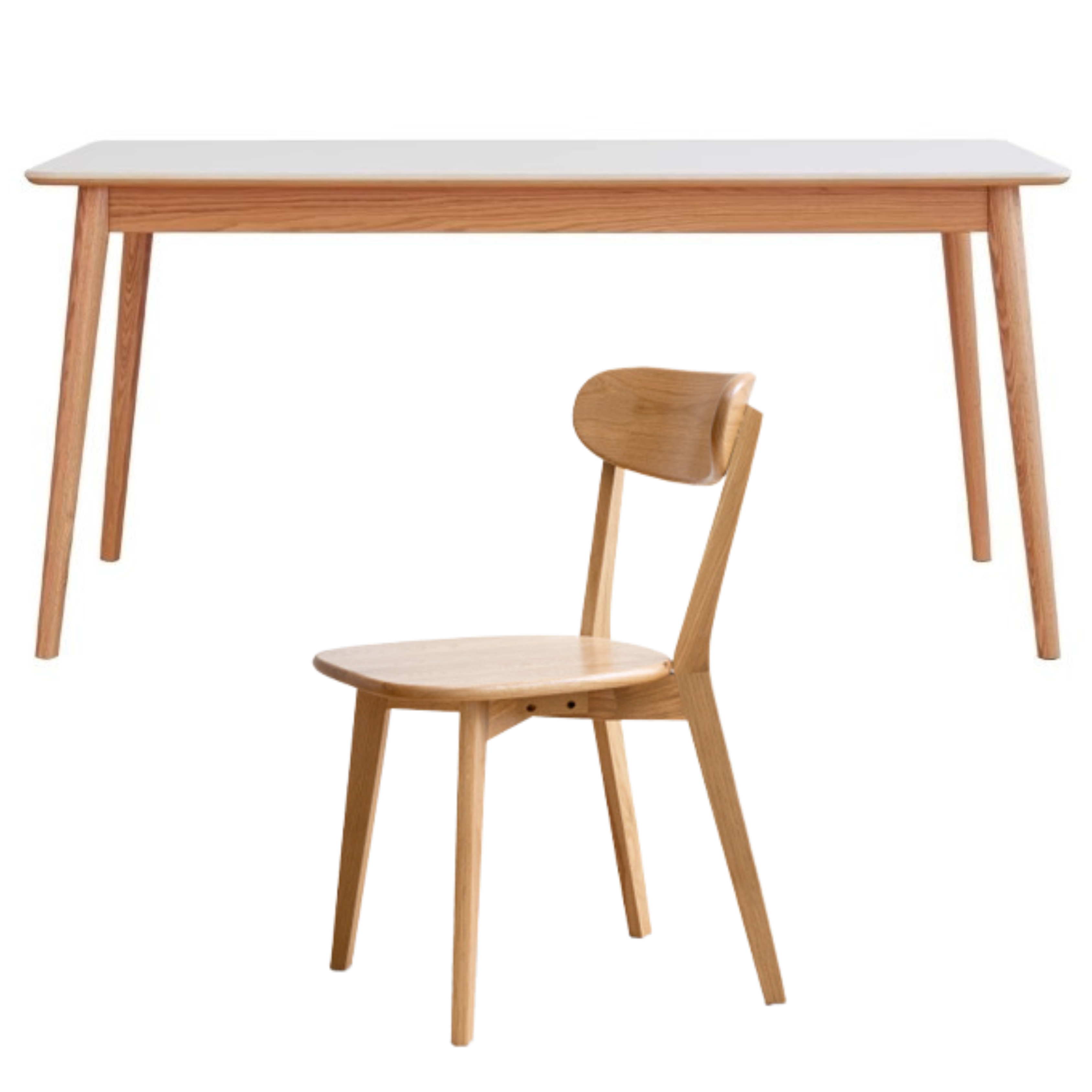 Oak Solid Wood Dining Table With Rock Slab Surface