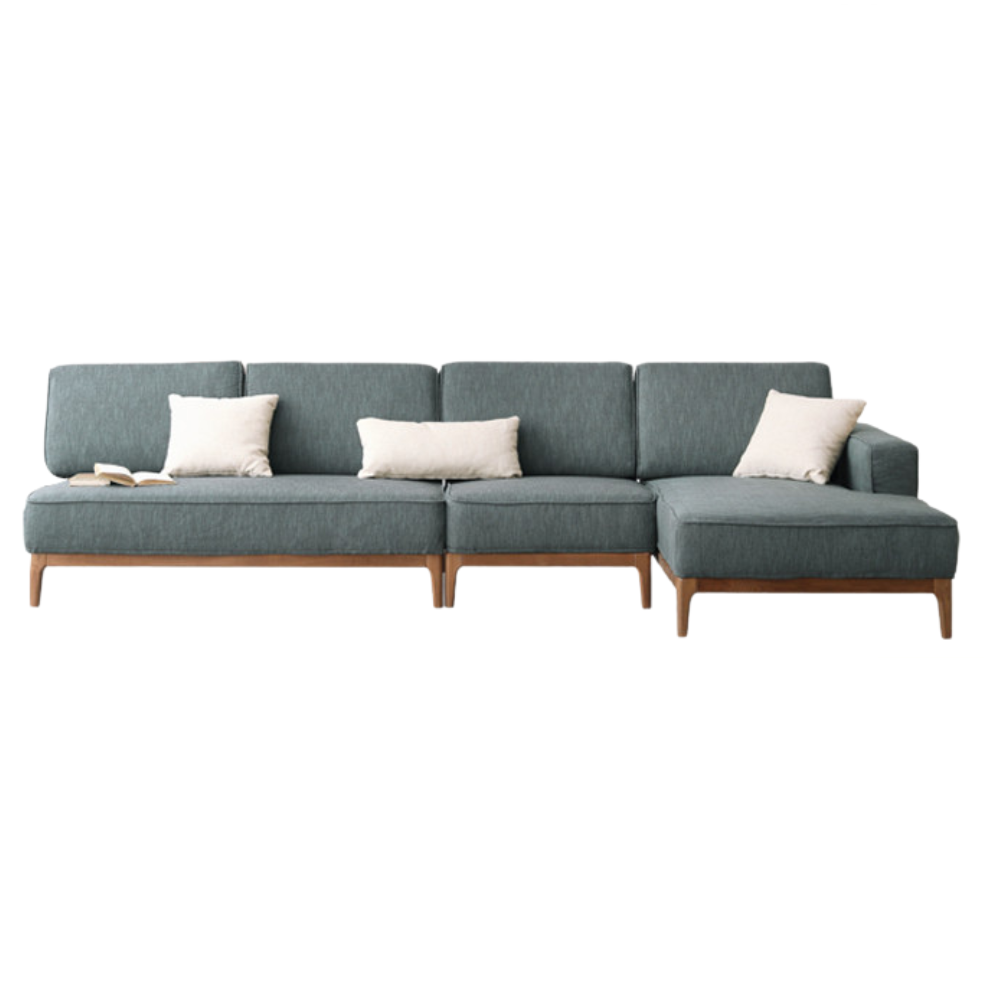 Ash Solid Wood Fabric Corner Sofa Modern Simple