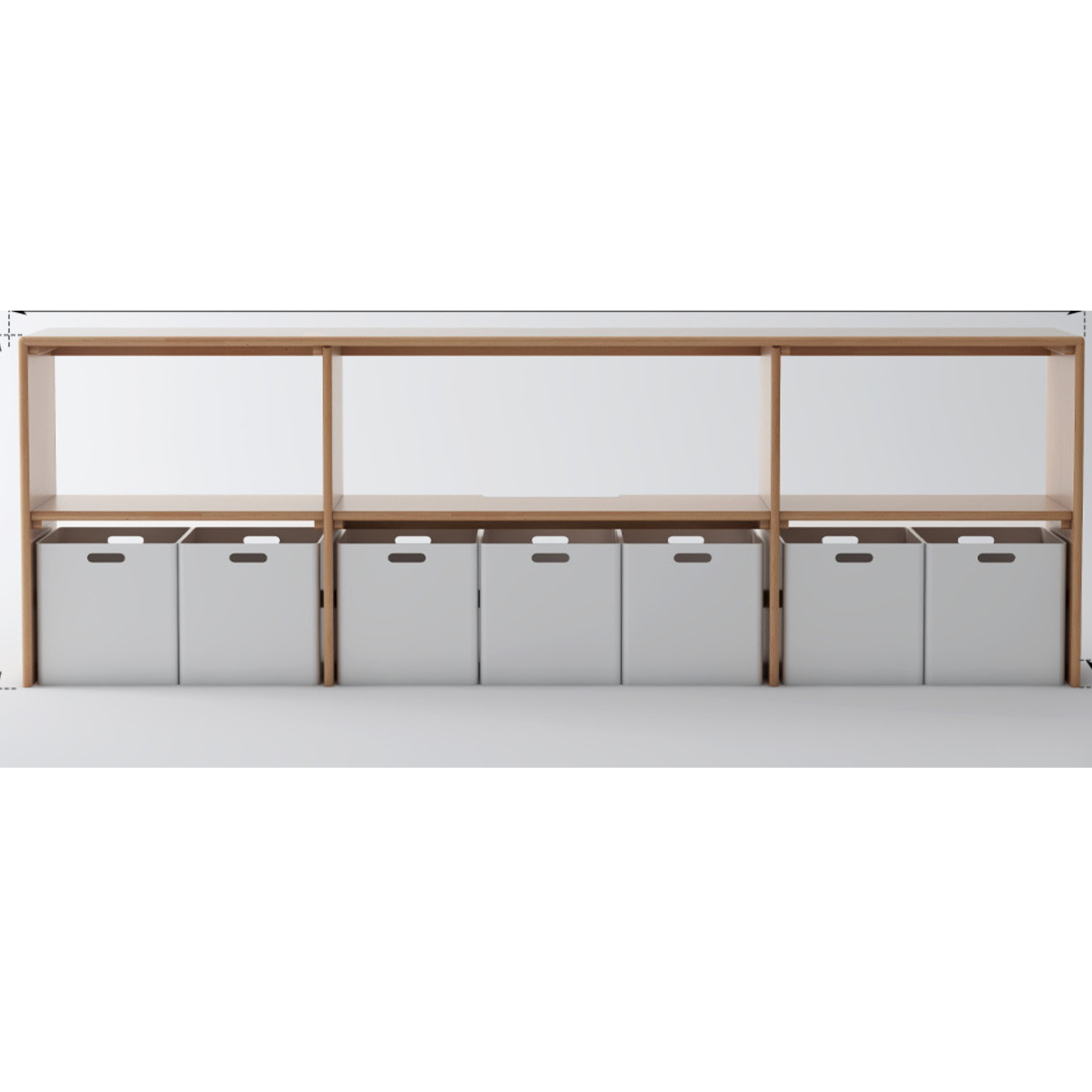 Oak, Solid Rubberwood TV Cabinet Minimalist Children's Toy Storage.