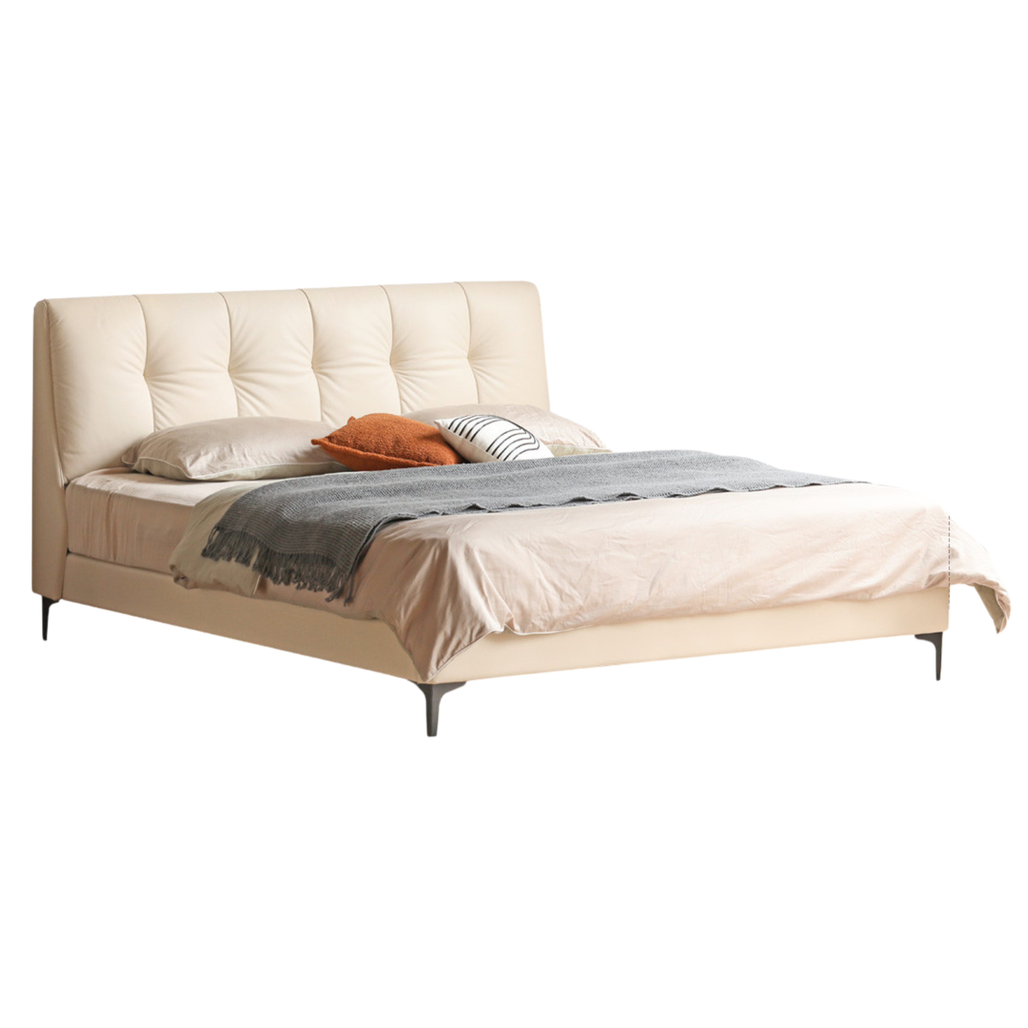 Genuine leather, Ecological cloud leather Bed Cream Style Light Luxury