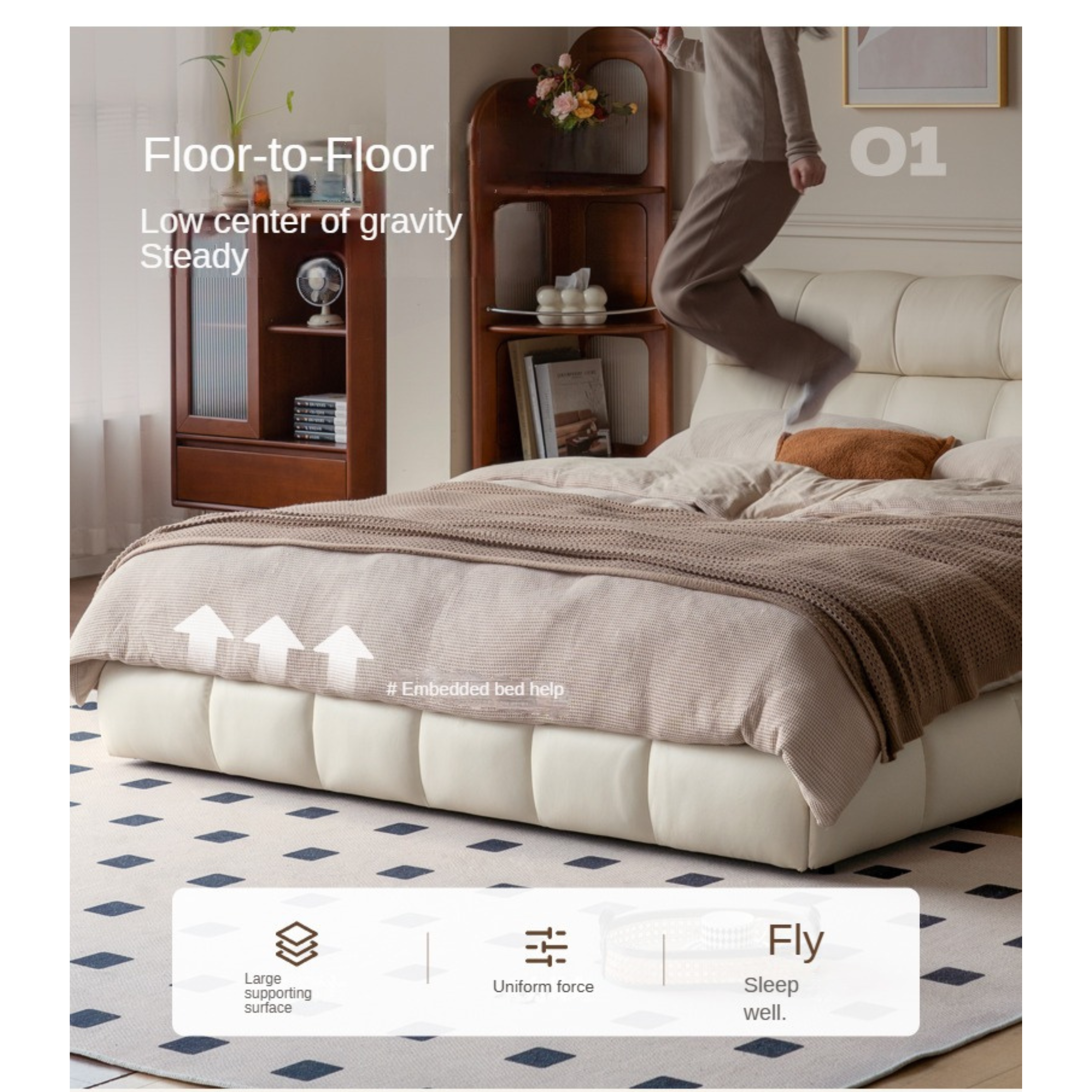 Genuine Leather Cloud Puff Soft Bed