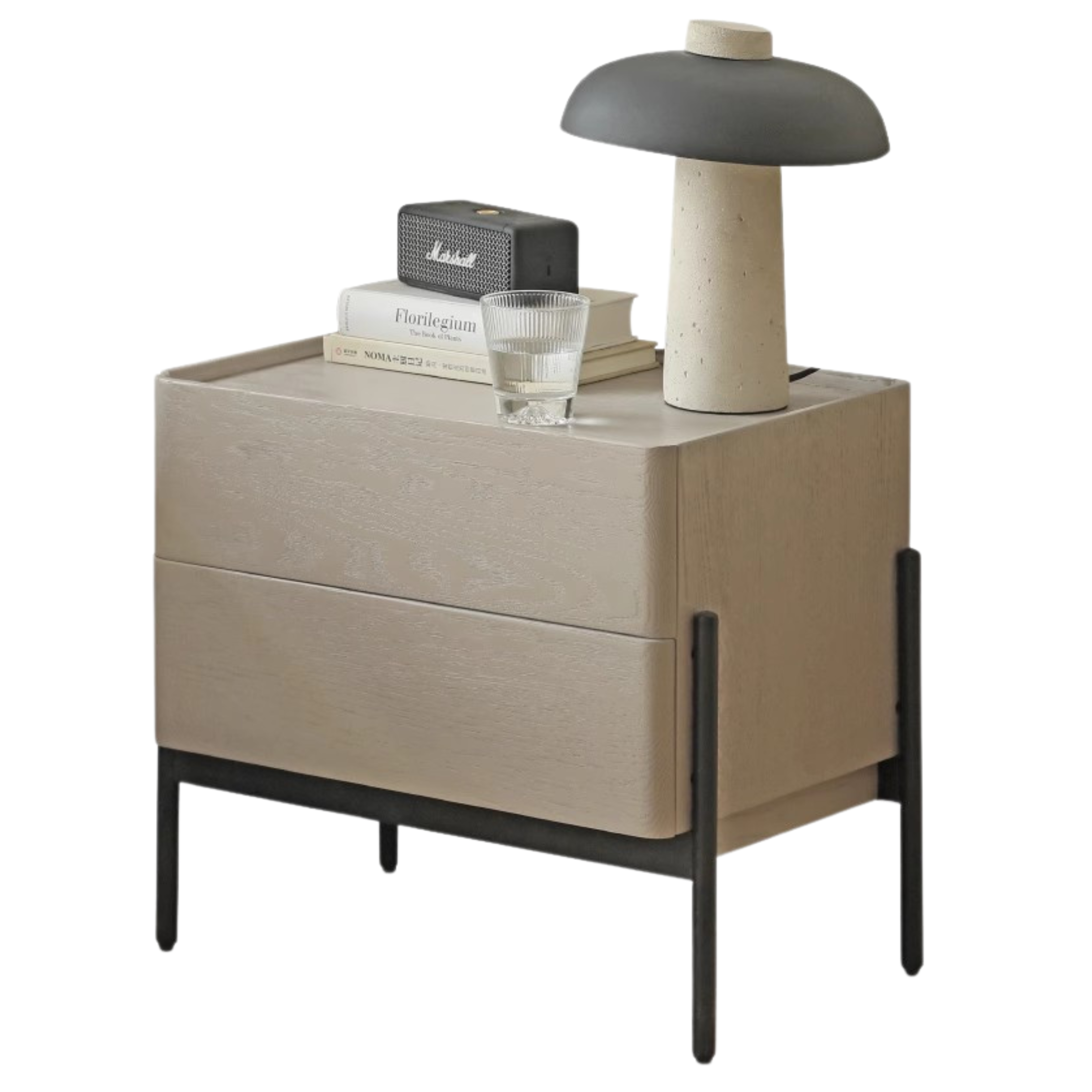 Poplar solid wood light luxury storage nightstand Morandi Premium.