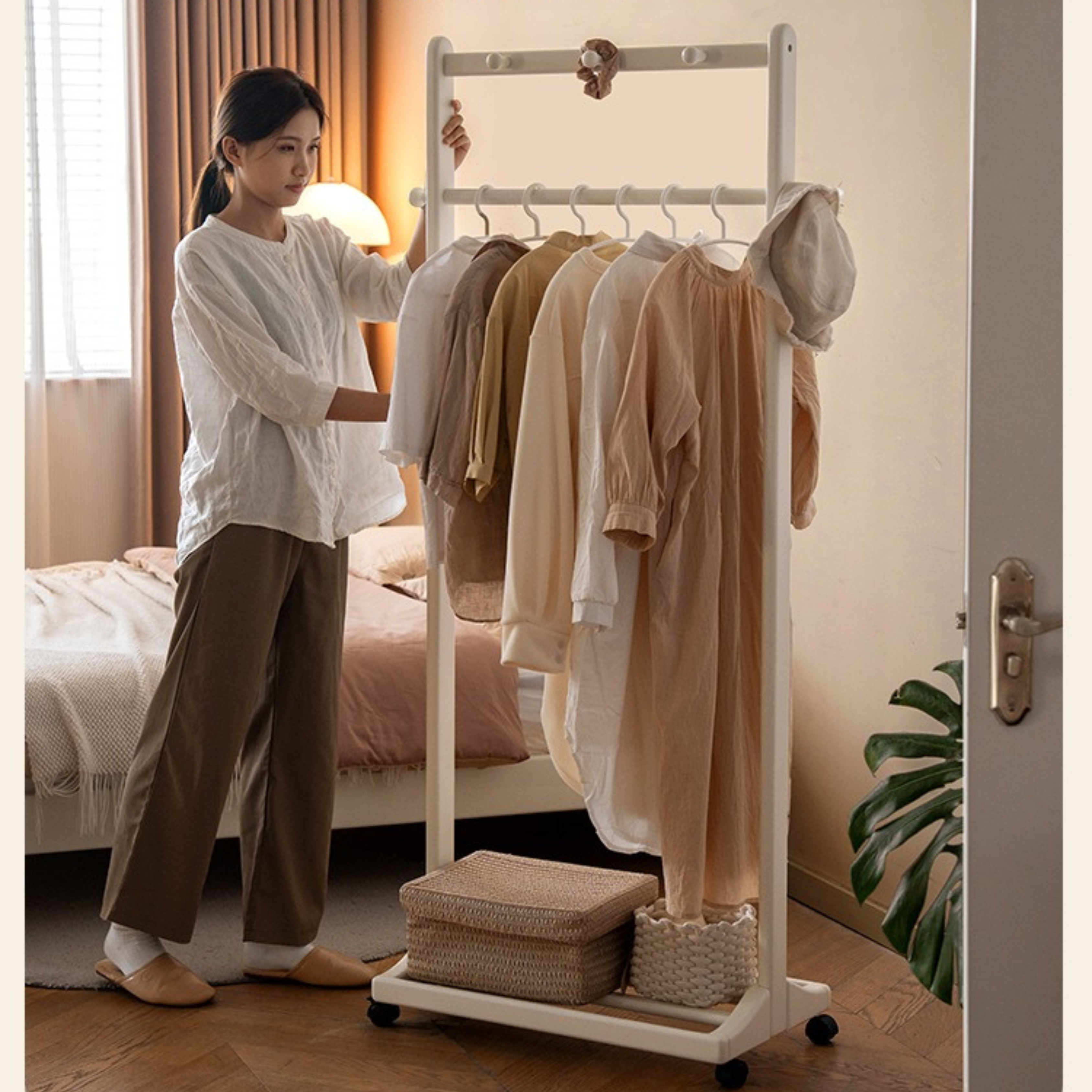Birch Solid Wood White Cream Style Hanger