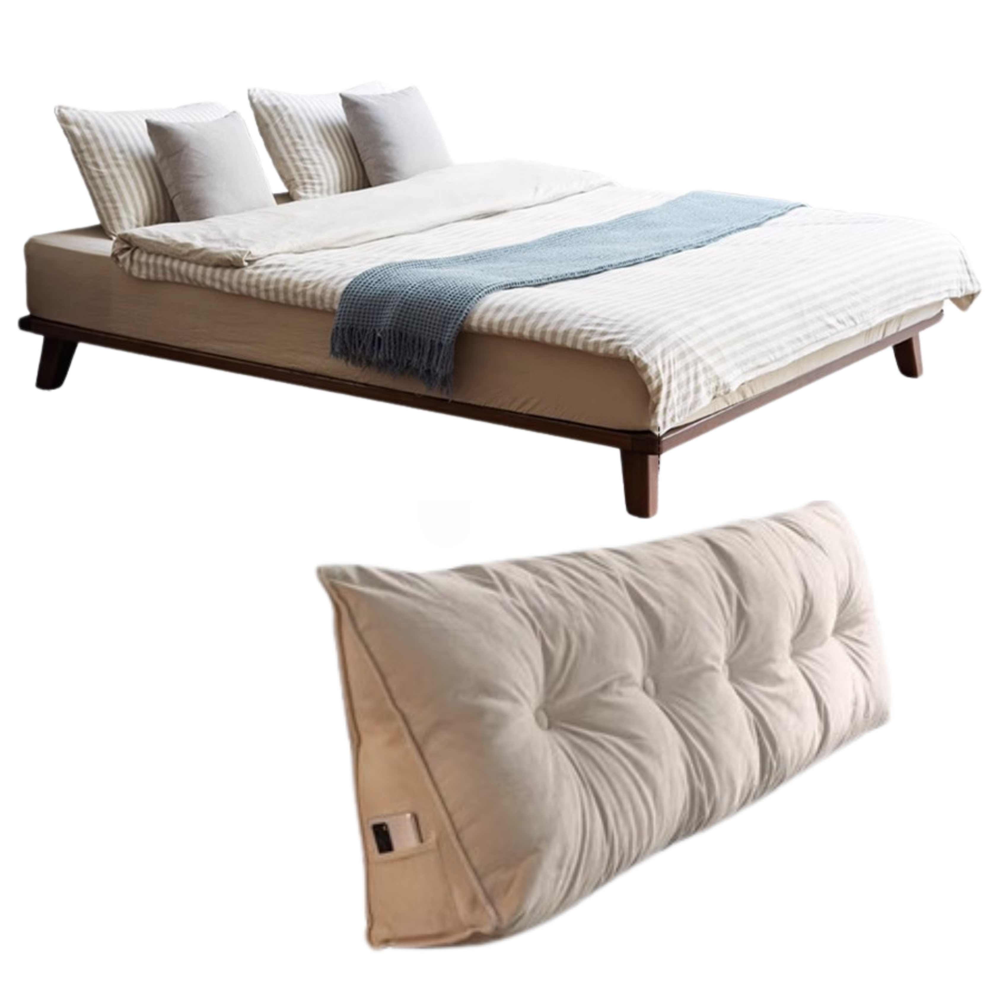 Oak solid wood platform bed, headboard-free bed