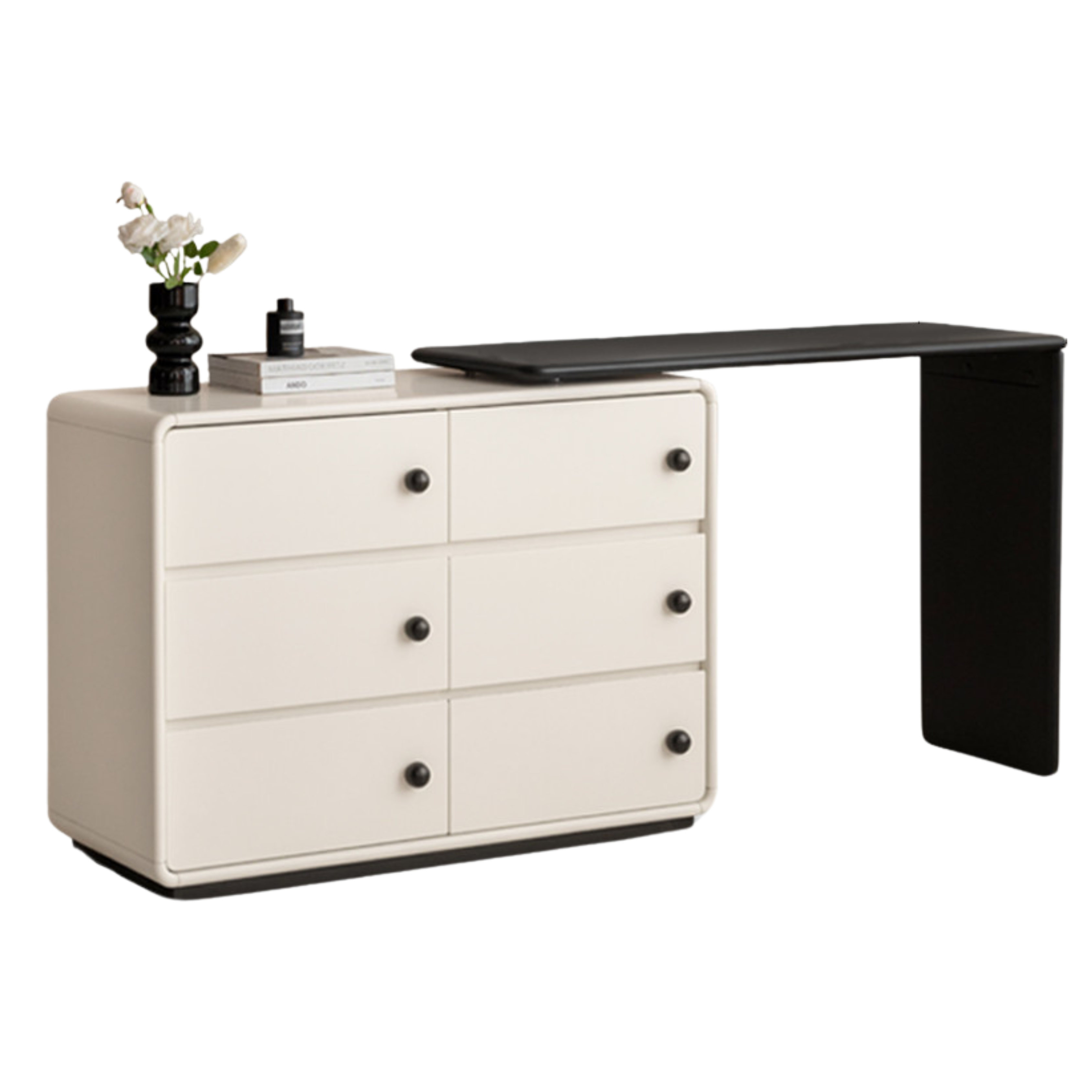 Rubber Solid Wood Cream Style Dressing Table