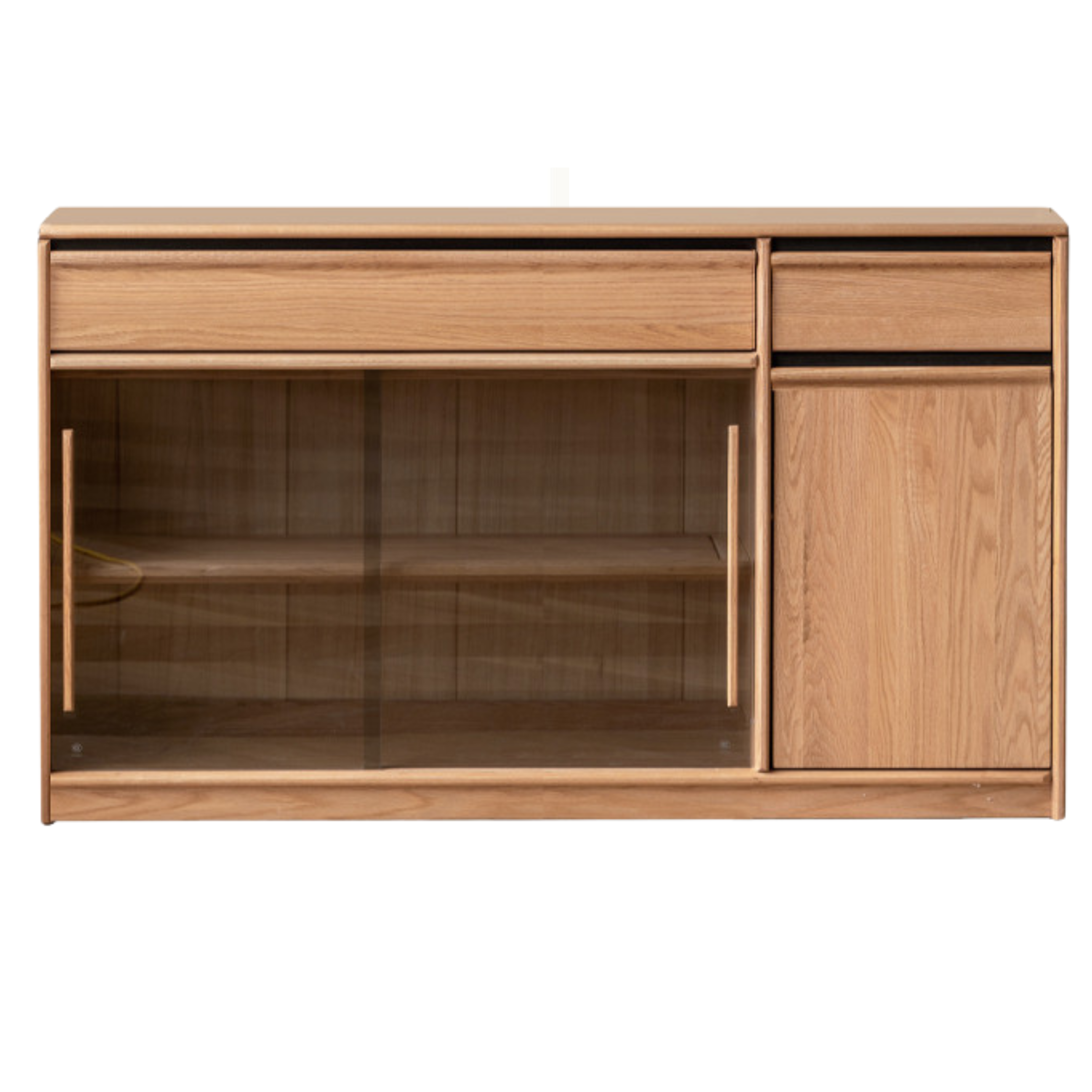 Oak Solid Wood Sideboard Glass Storage Cabinet