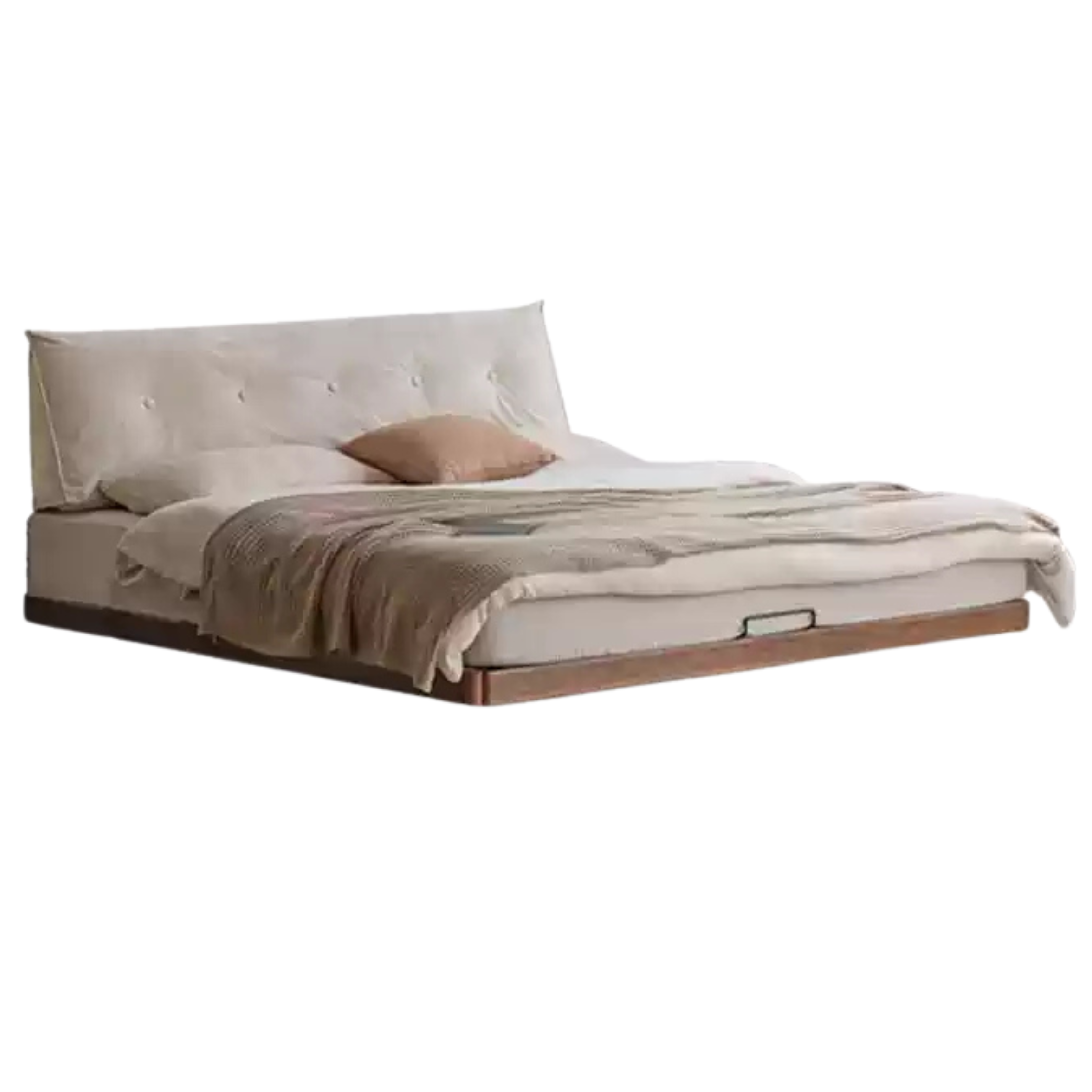 Black Walnut, Oak Solid Wood Suspended Platform Bed, Headboard-Free Bed