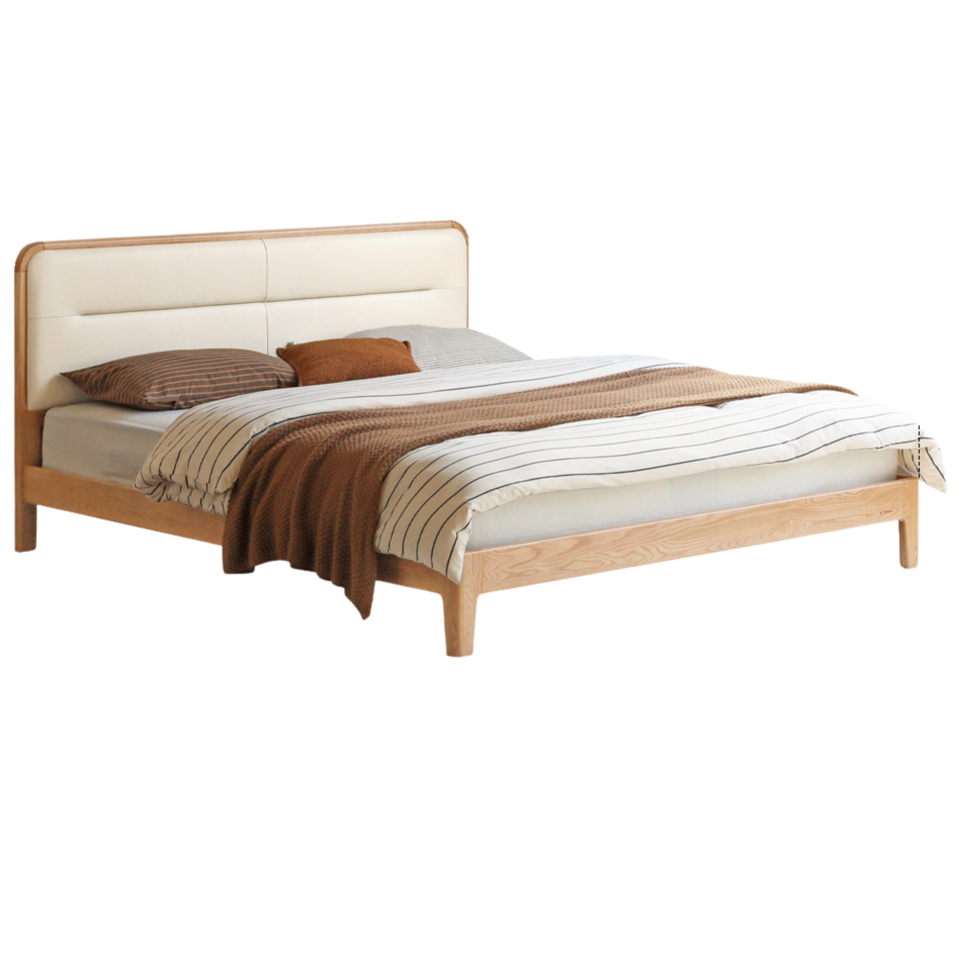 Oak Solid Wood Leather Soft Bed