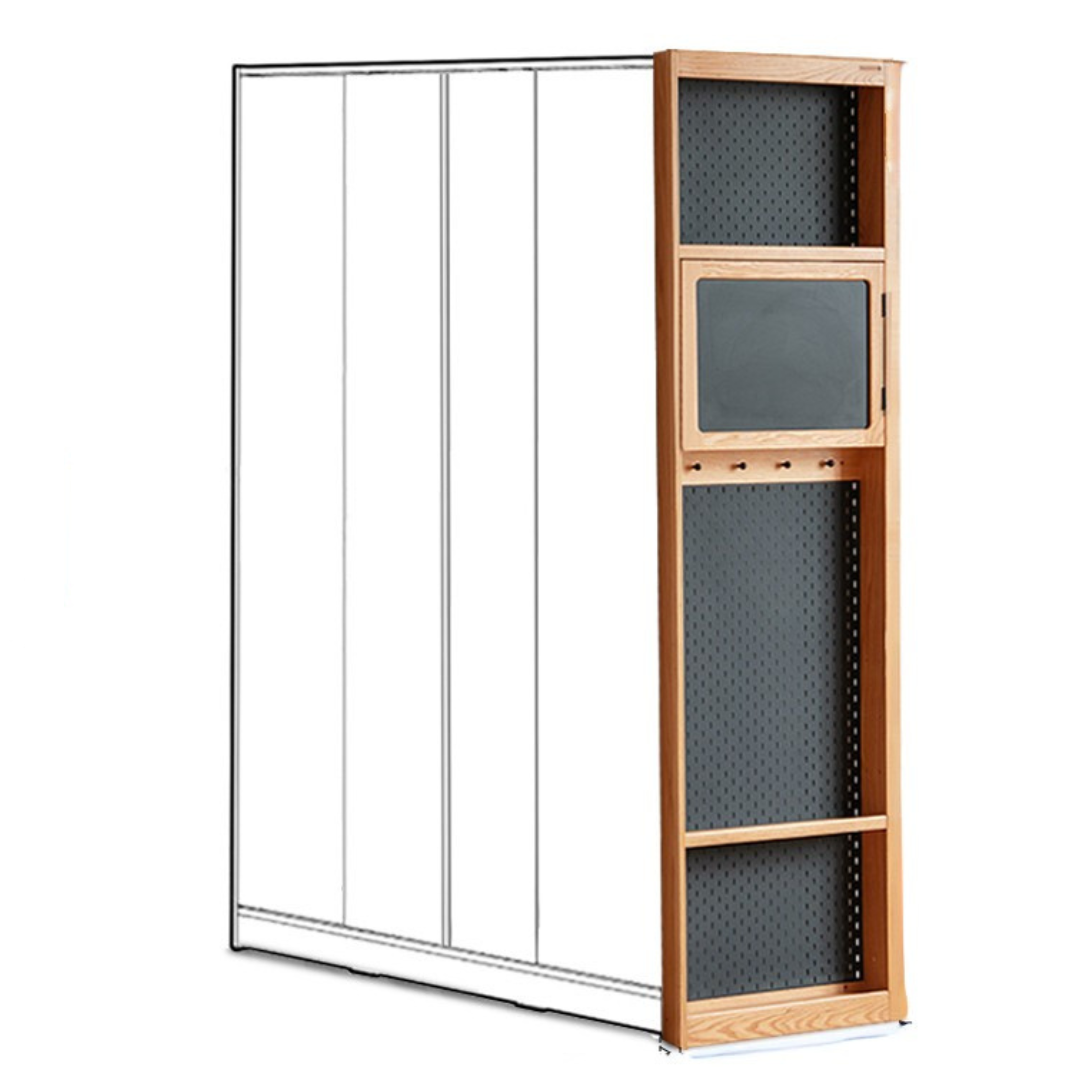 Cherry Solid Wood Retro Sliding Door Wardrobe.
