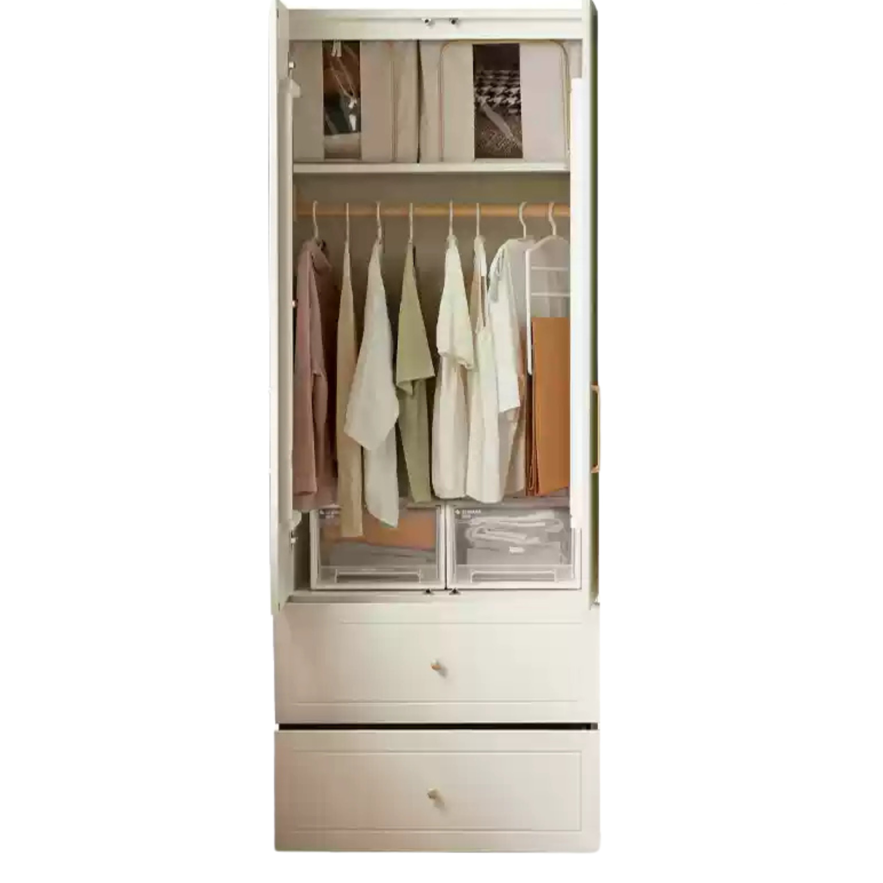 Pine Solid Wood Wardrobe French Cream Style: