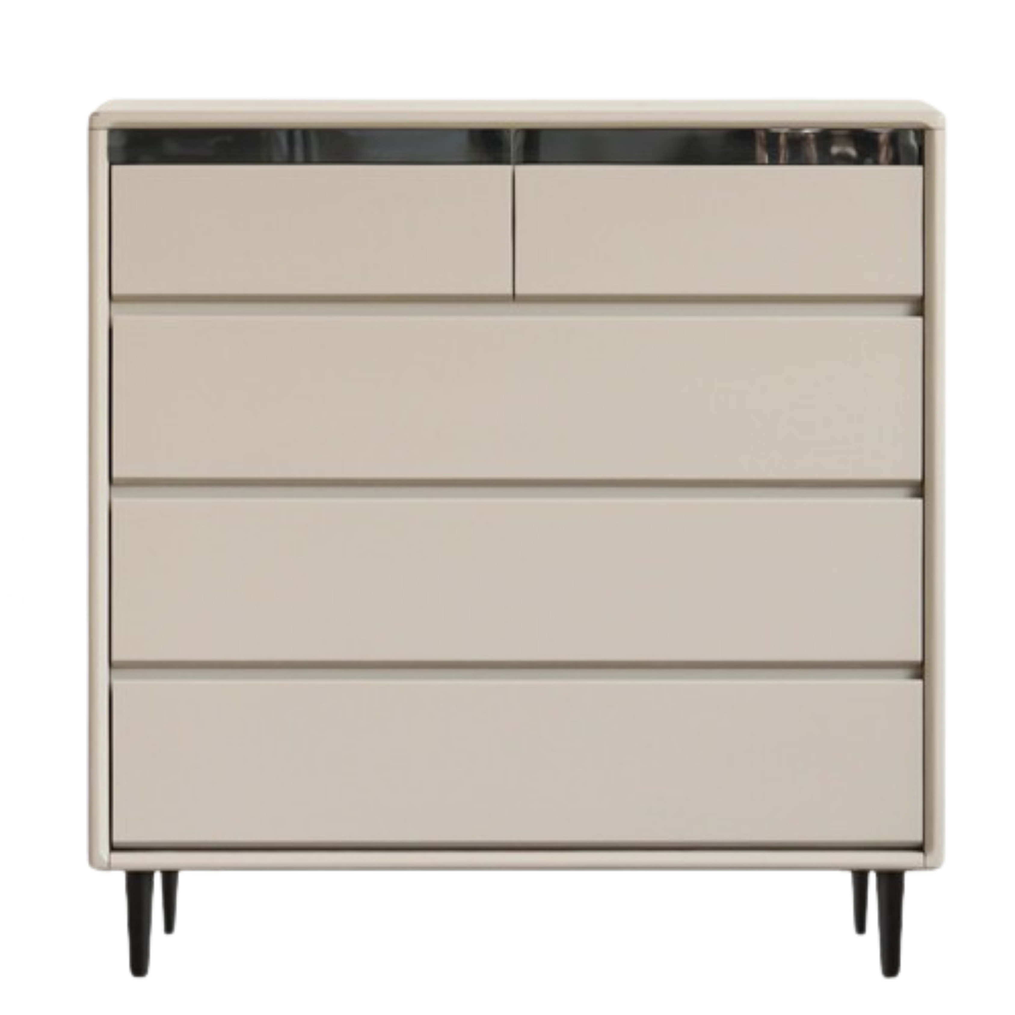 Tulip, Rubber Solid Wood Light Luxury Gray Chest of Drawers.