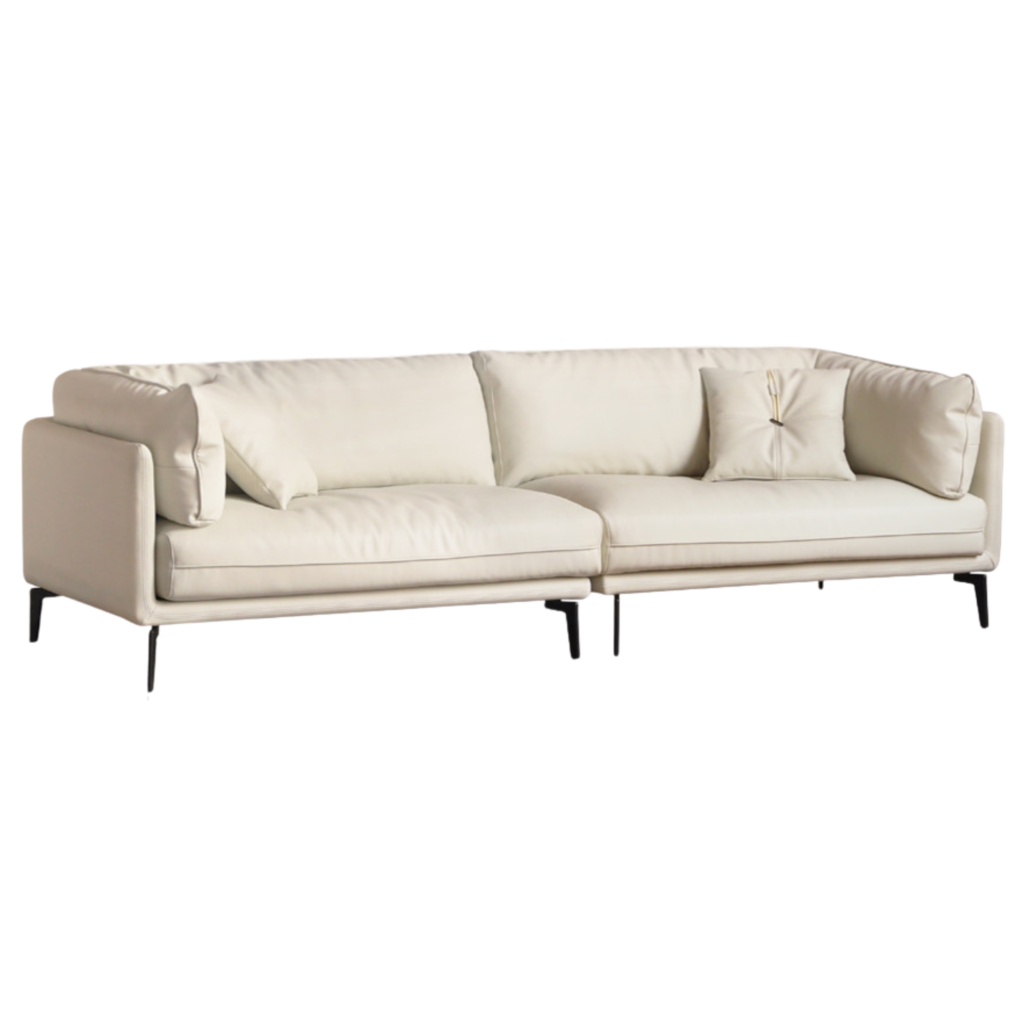 Fabric Straight Italian Down Sofa Cream Style
