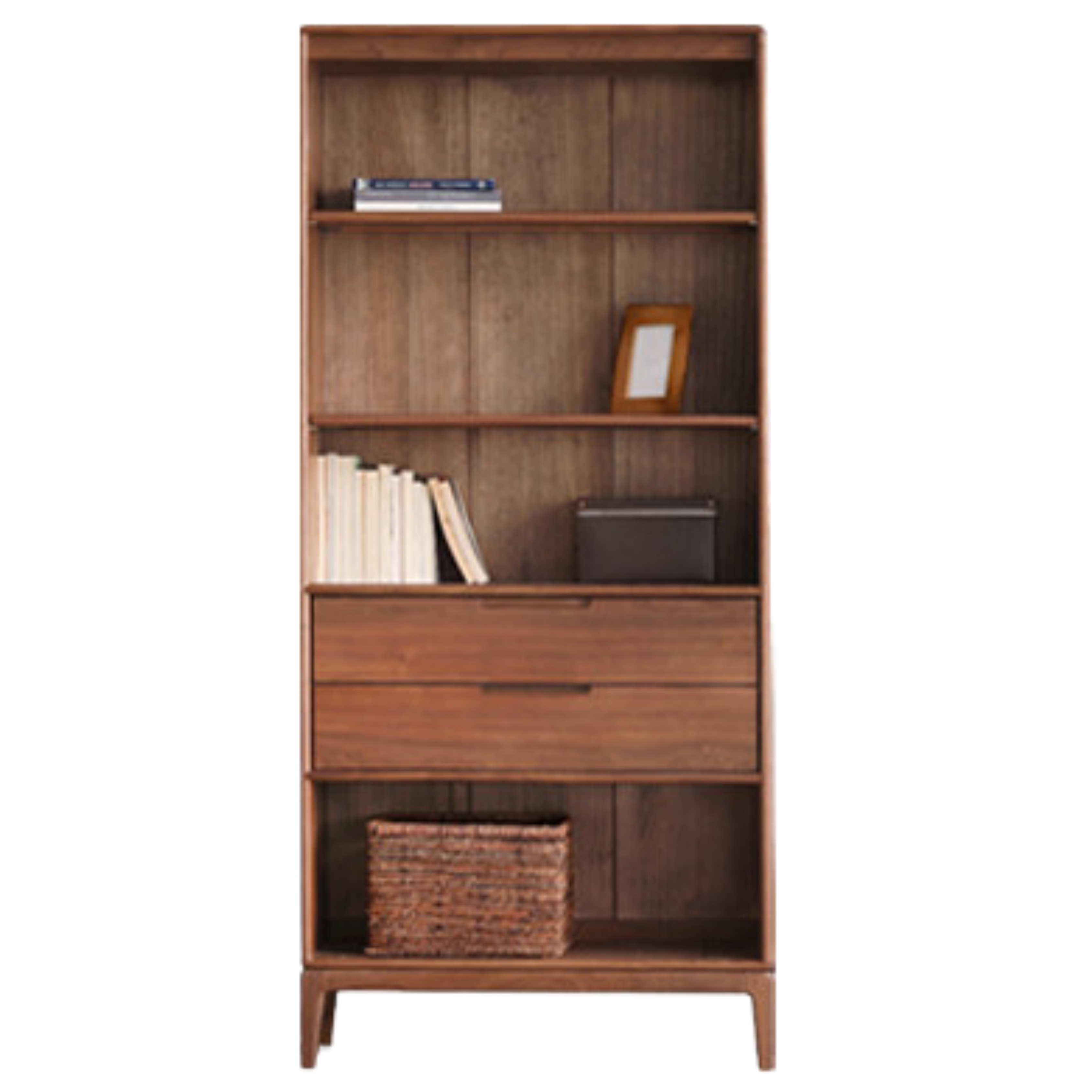 Black Walnut, Ash Solid Wood Combination Dust-Proof Glass Door Wall Floor-To-Ceiling Bookshelf<