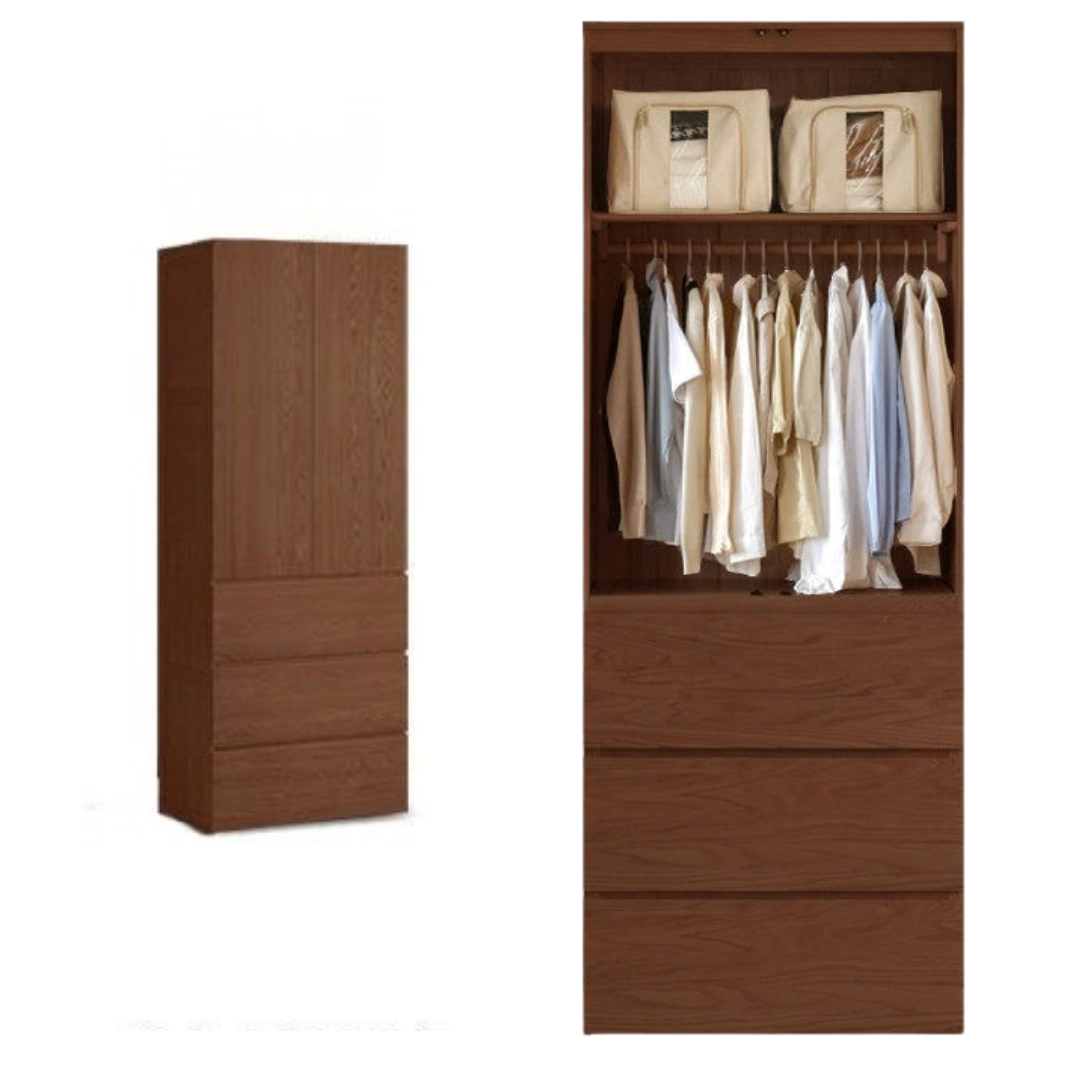 Oak Solid Wood Modern Sectional Wardrobe.