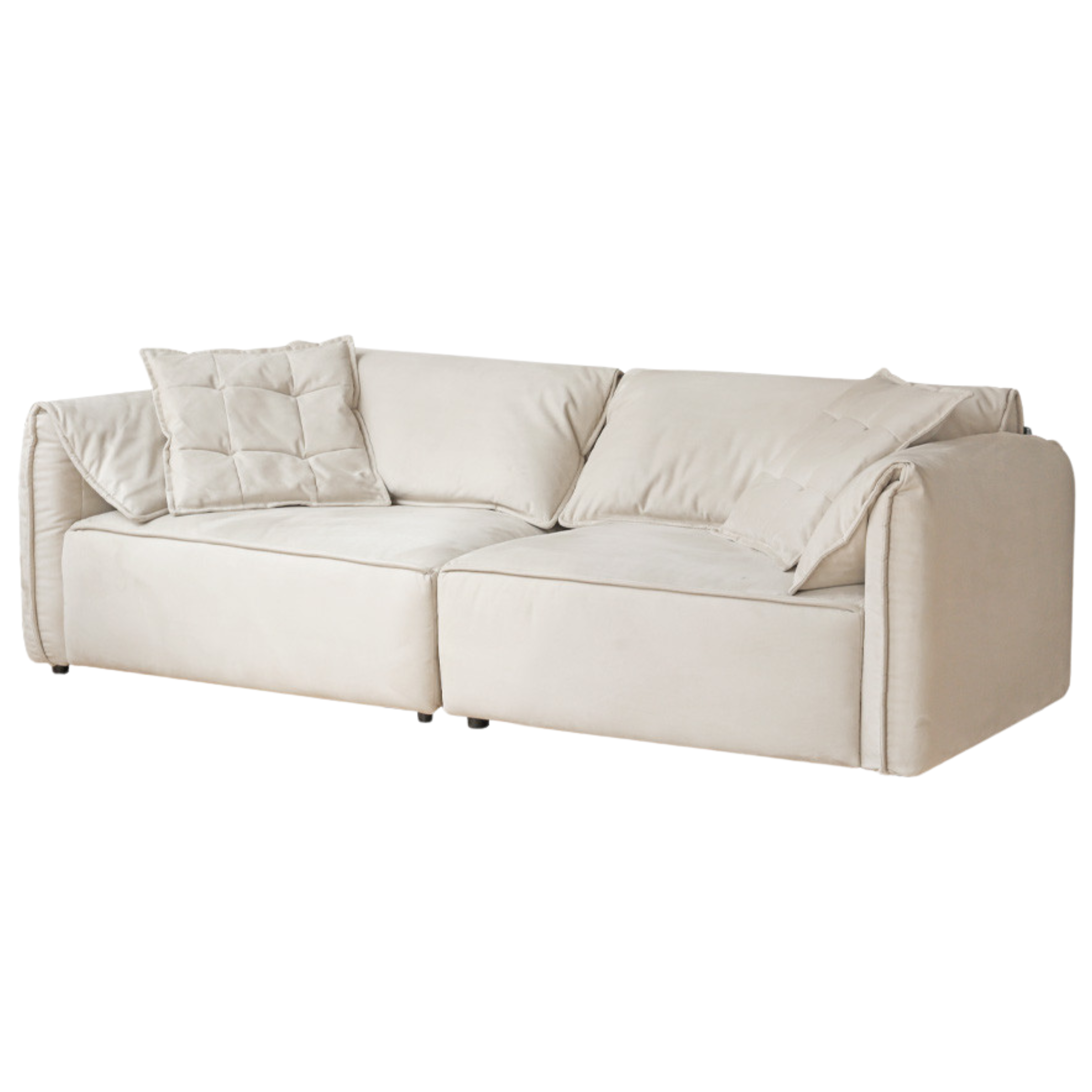 Fabric Modern Tofu Block Elephant Ear Down Sofa