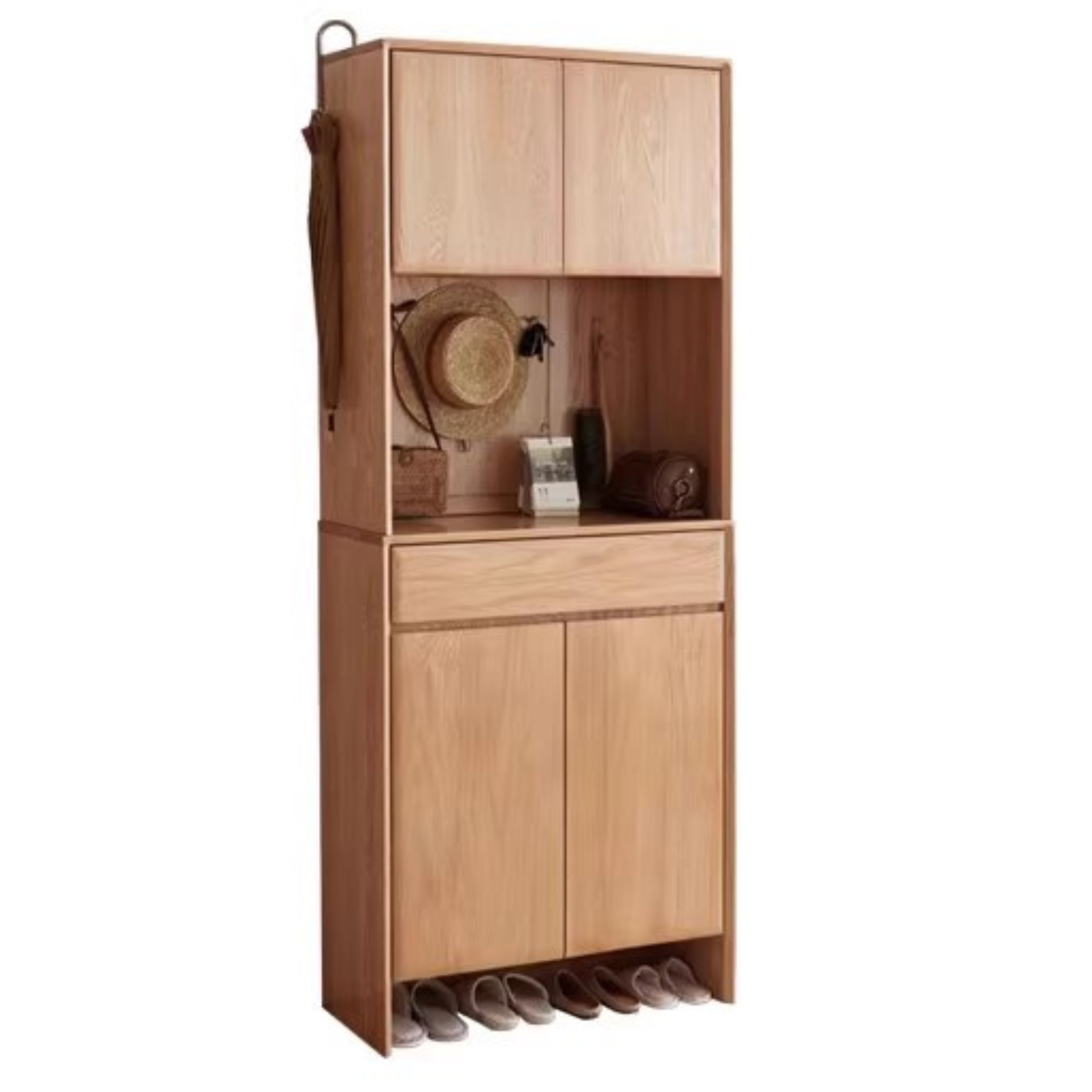 Oak solid wood entrance hall cabinet shoe cabinet integrated