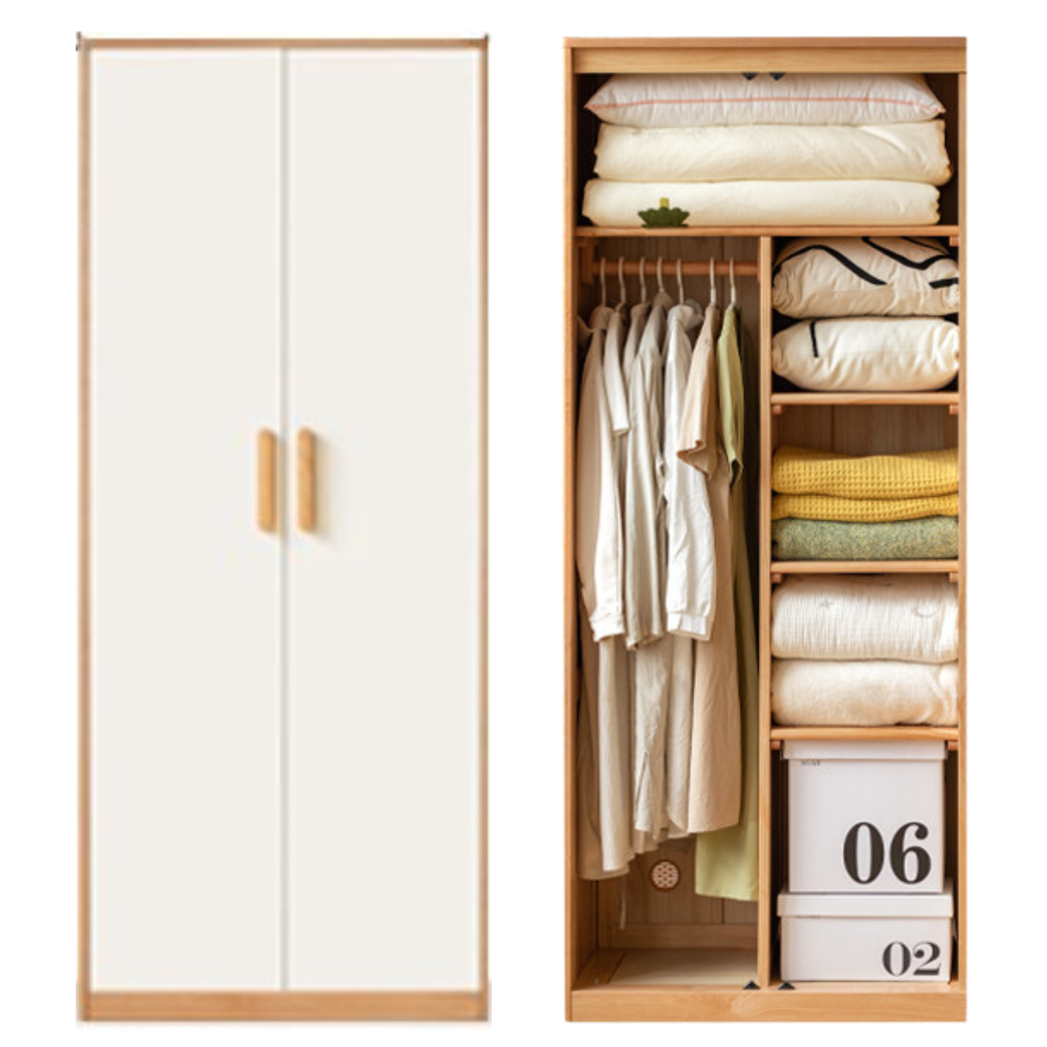 Oak Solid Wood Locker Modern Wardrobe