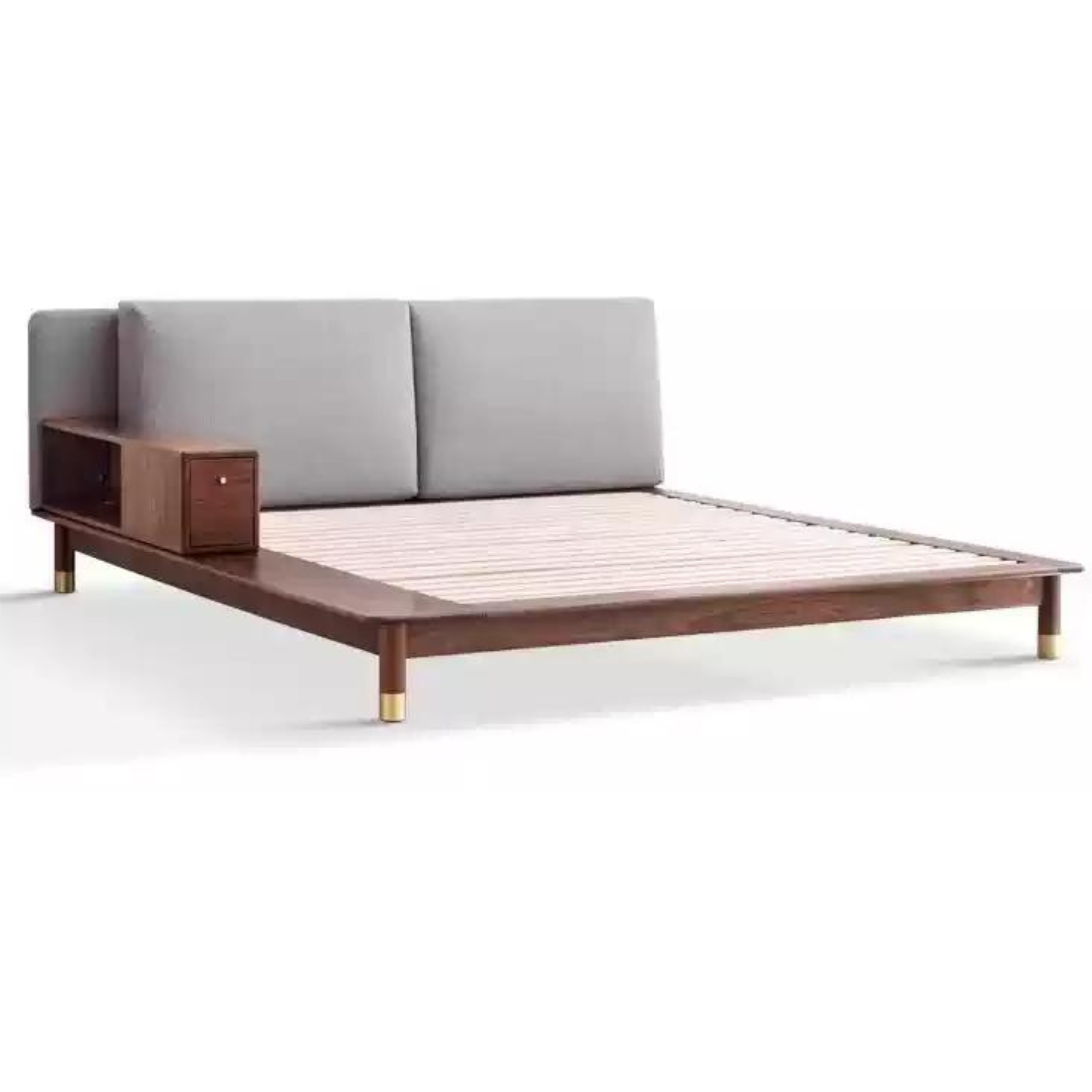 Black walnut solid wood light luxury multifunctional soft bed