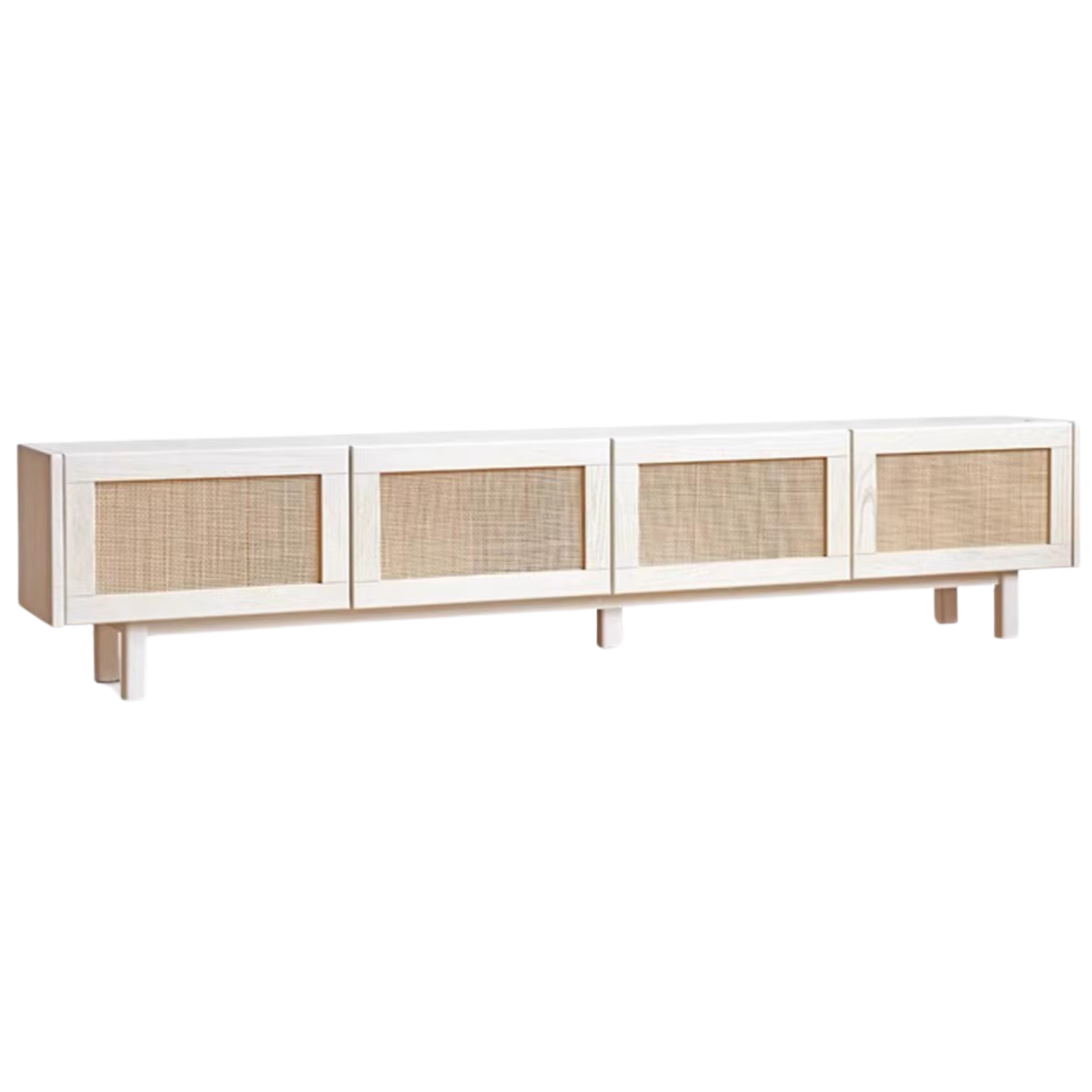 Oak Solid Wood Rattan Suspended TV Cabinet