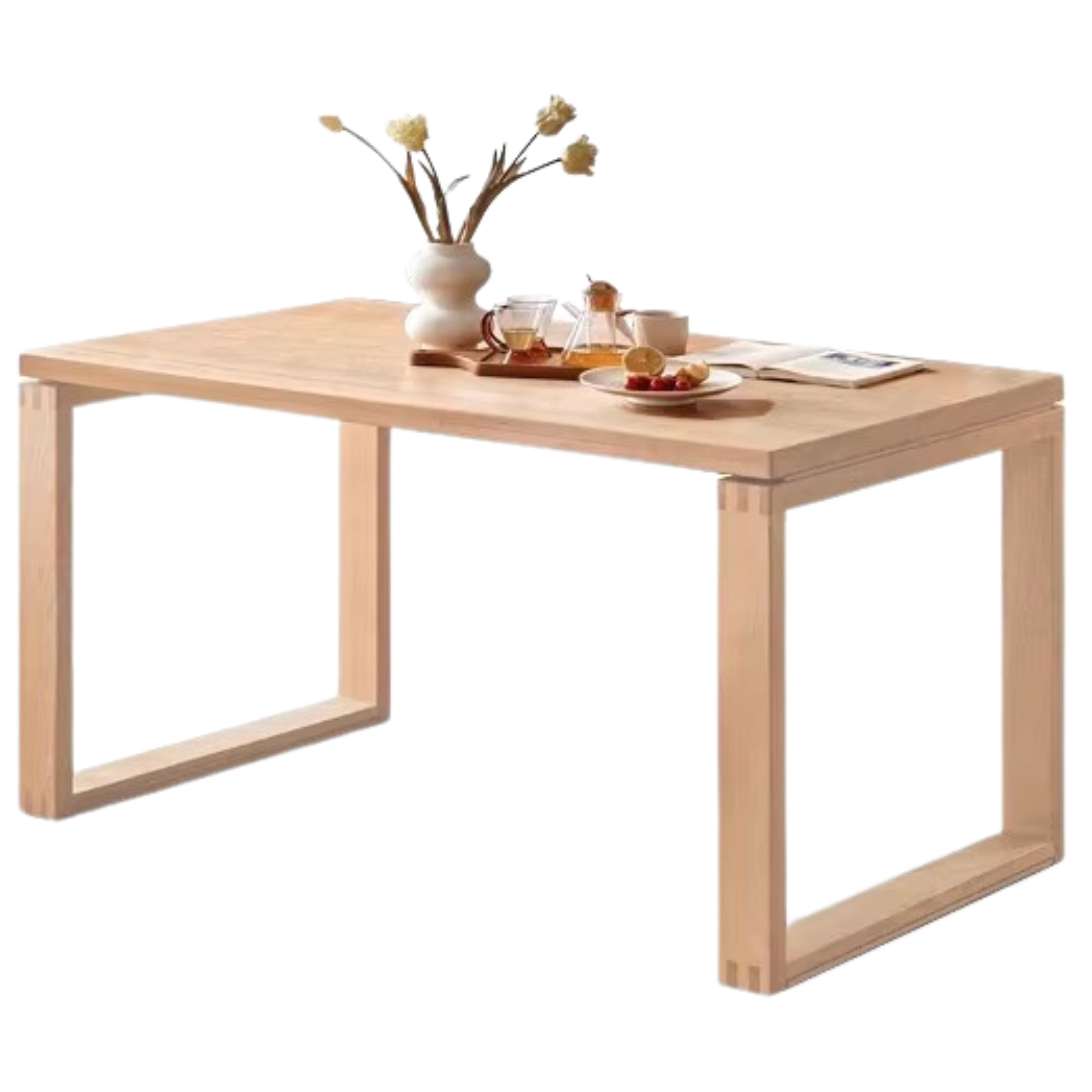 Oak Solid Wood Rectangular Rock Slab Dining Table