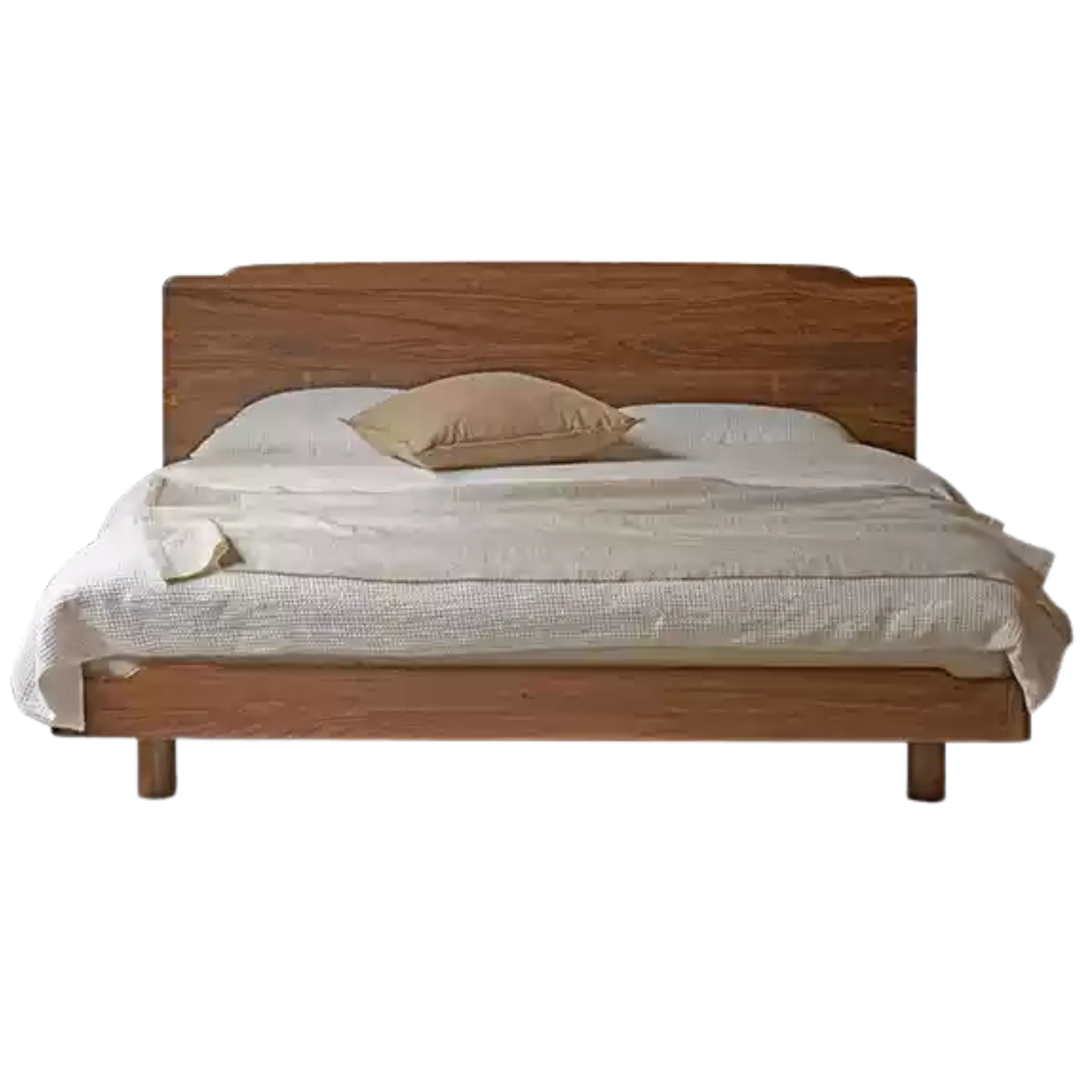 Black Walnut Solid Wood Big Bed with Light