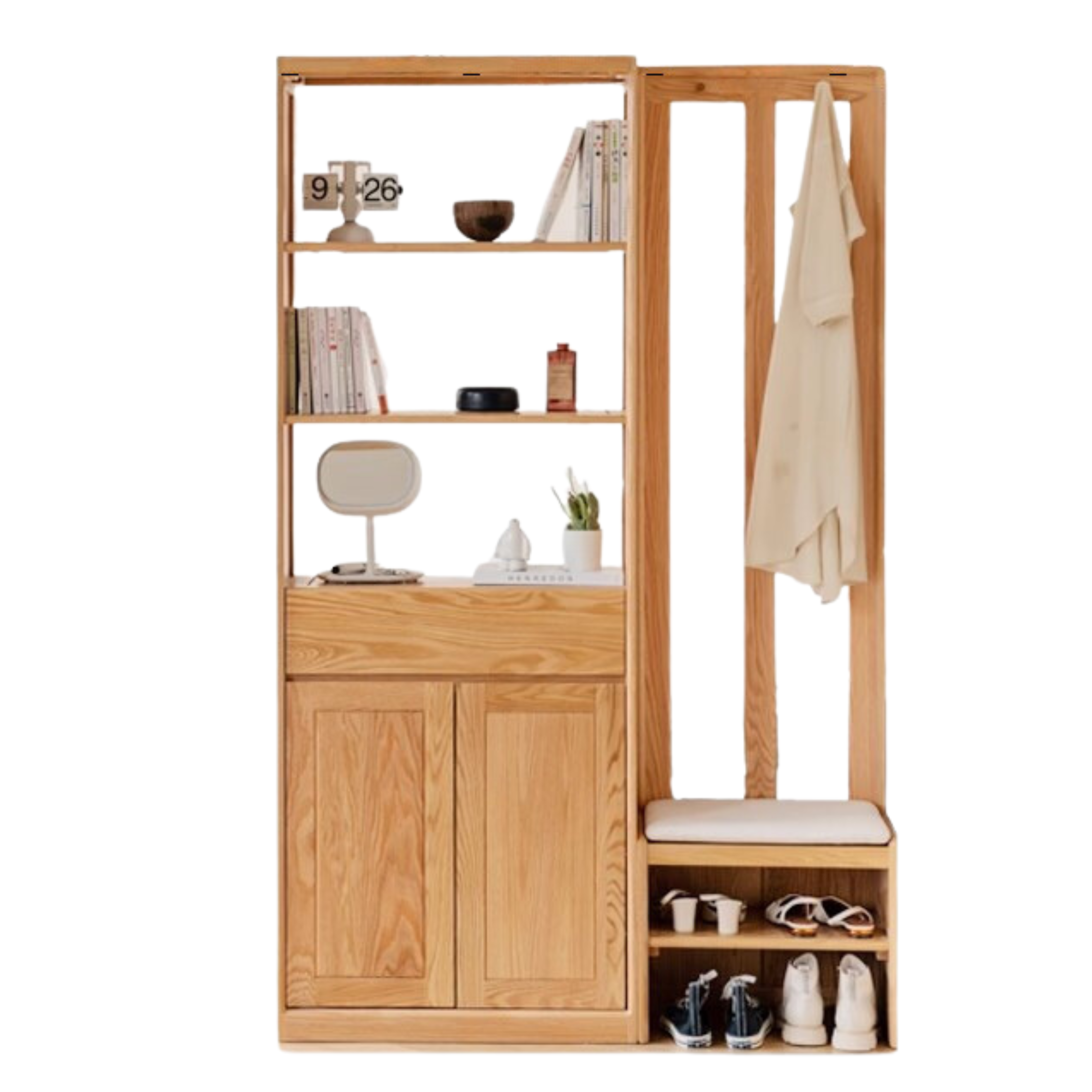 Oak solid wood Clothes hangers racks, Shoe Cabinets