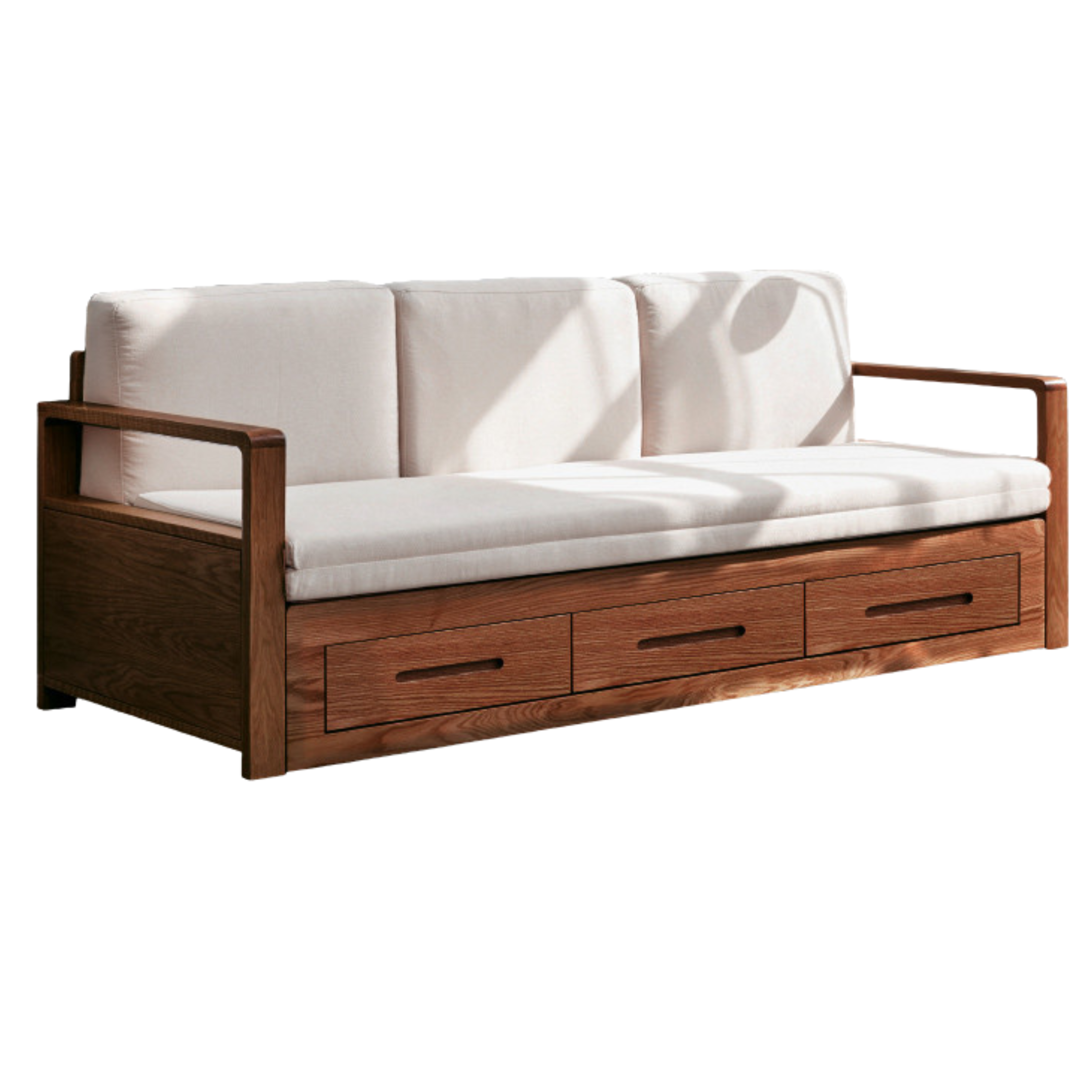 Oak solid woof Sofa bed ,folding storage