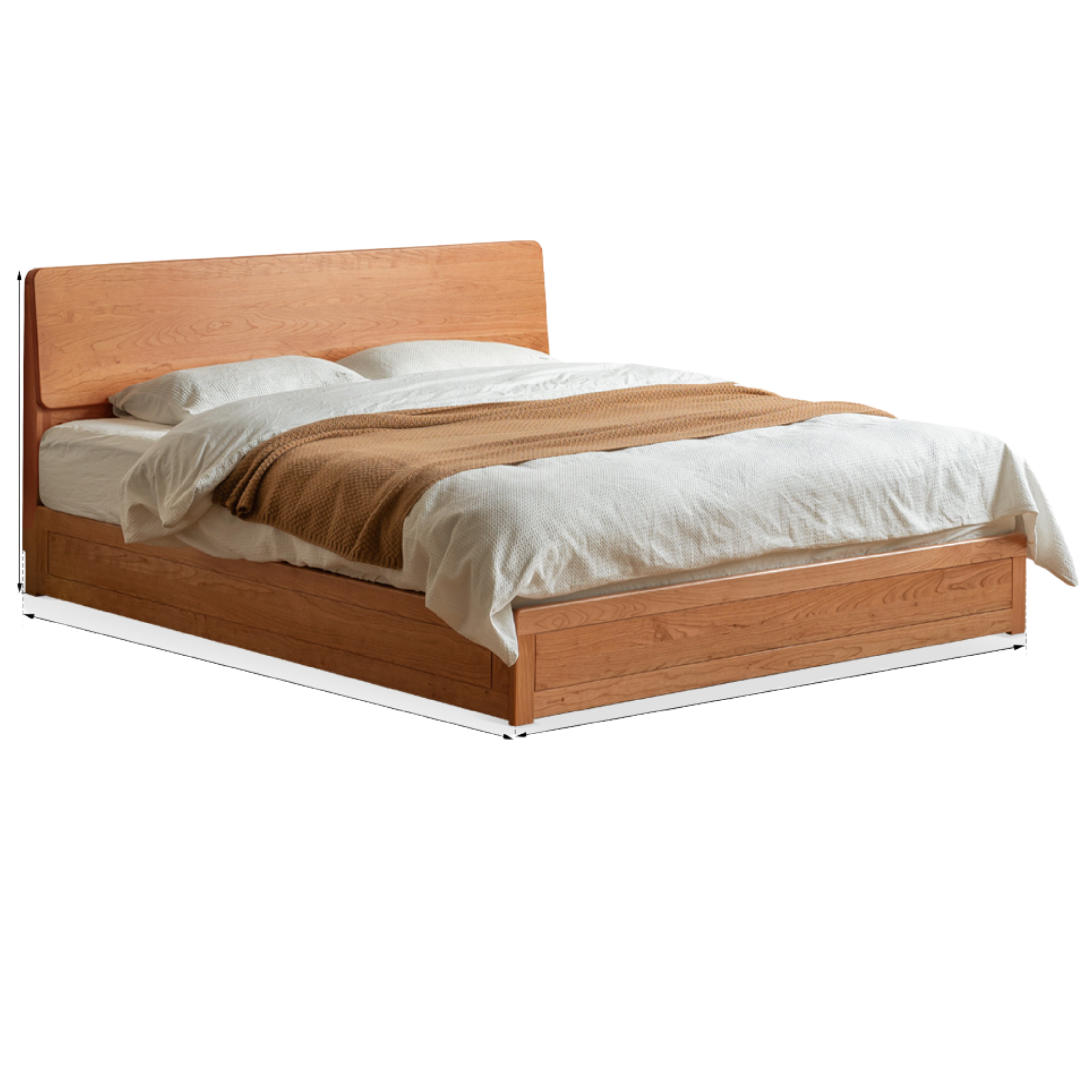 Cherry Solid Wood Box Storage Bed