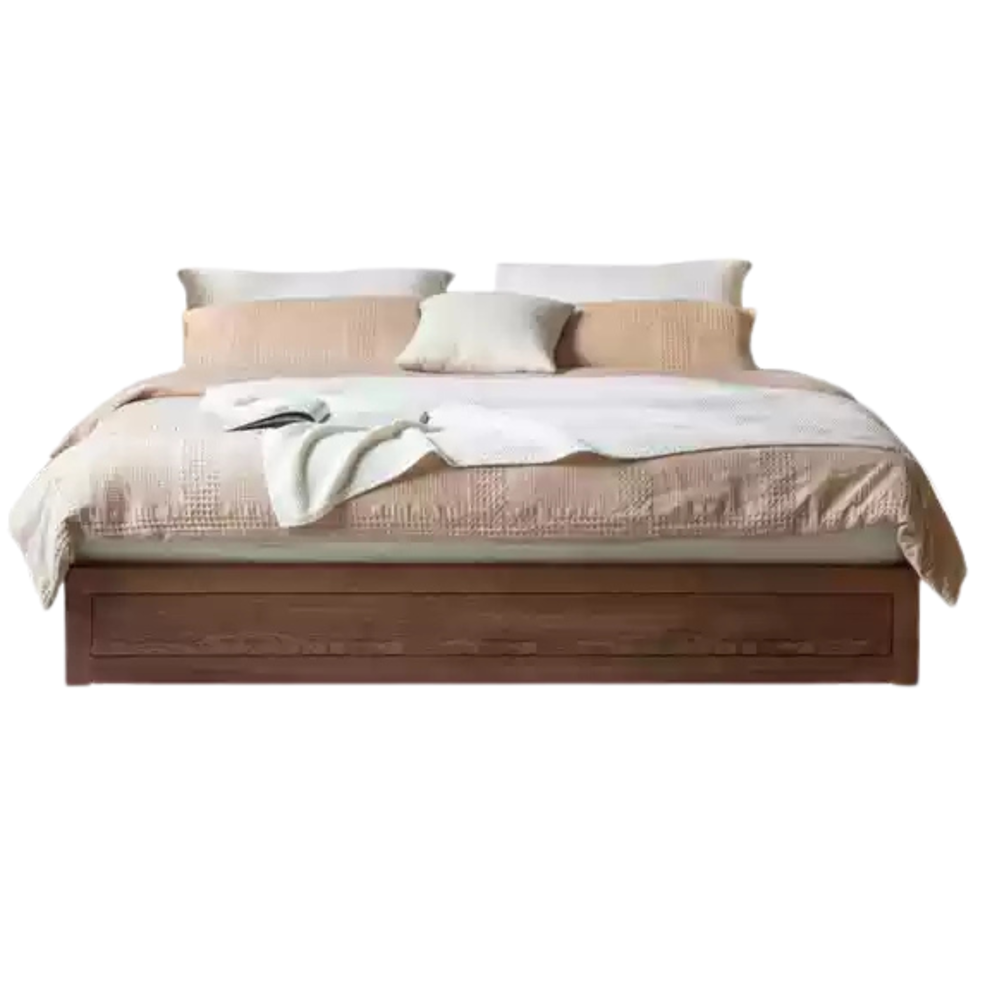 Ash Solid Wood Platform Bed, Headboard-Free Box Bed