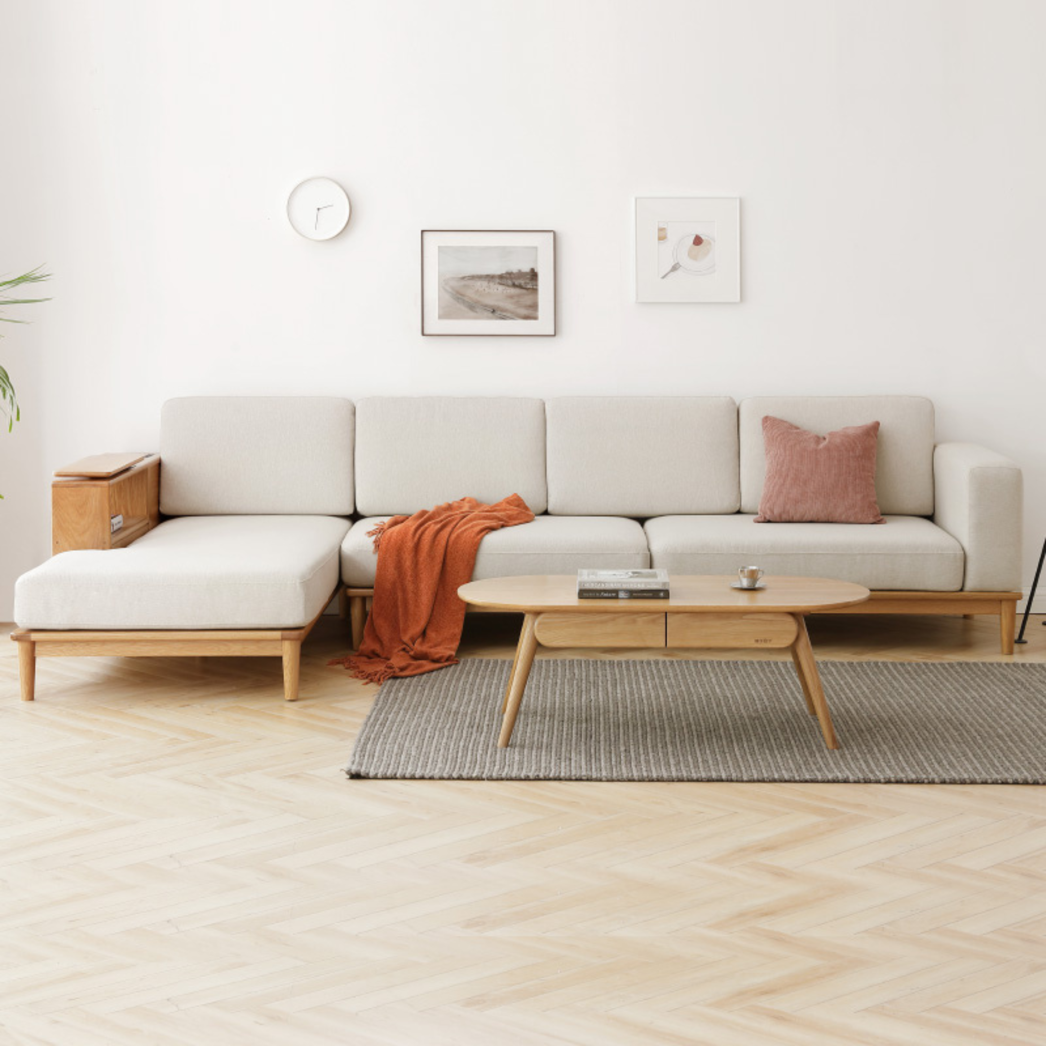Oak Solid Wood Sofa Simple Modern