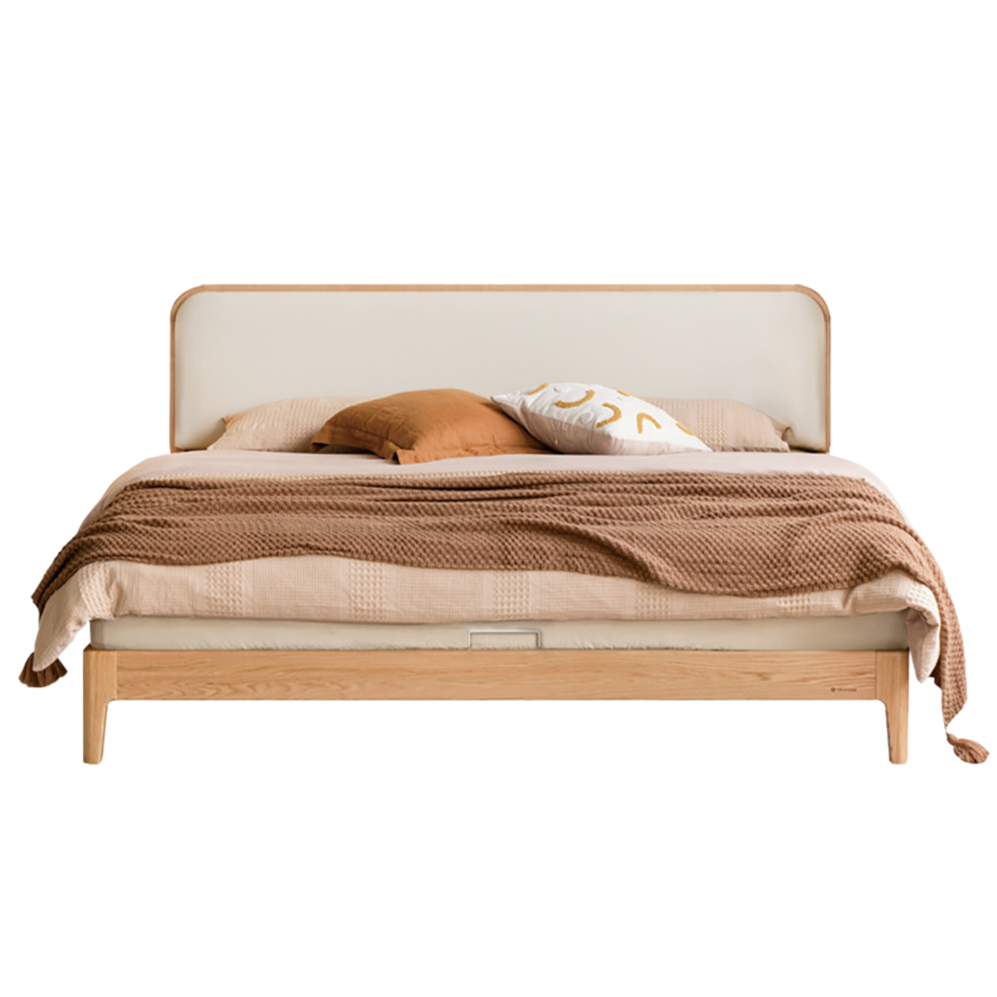 Oak Solid Wood Bed Technology Fabric,suede