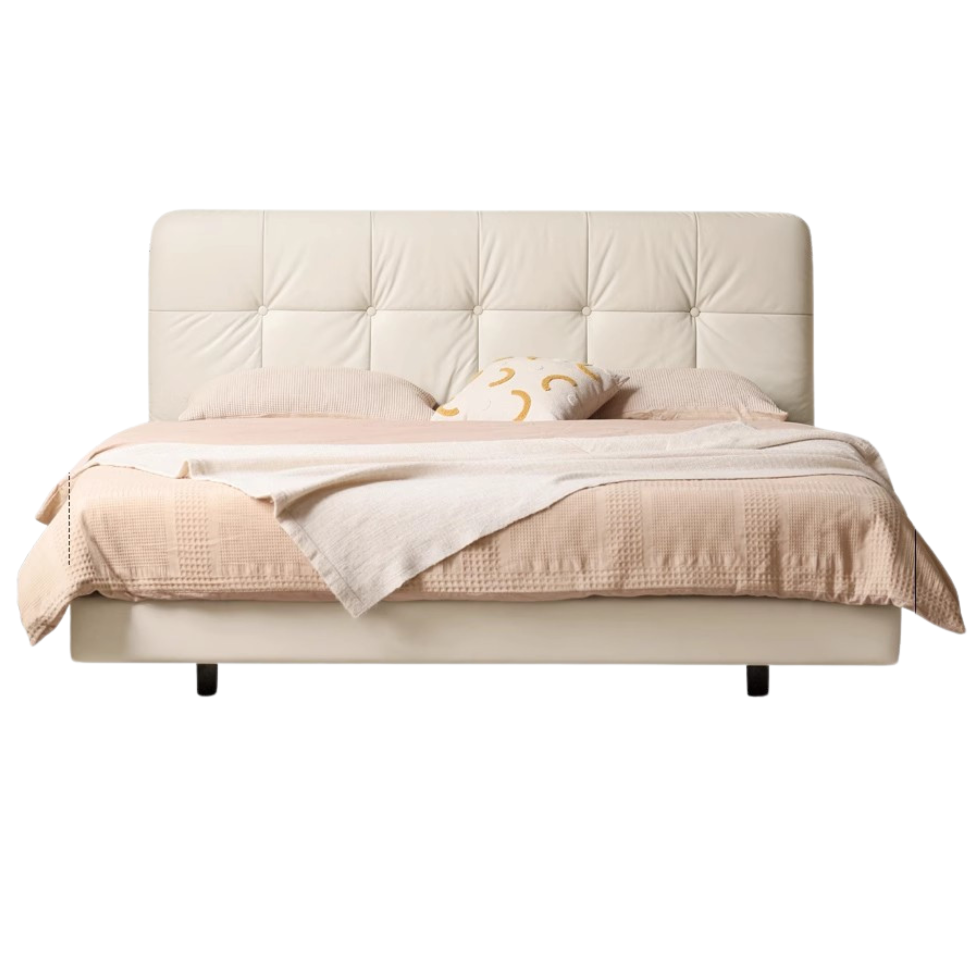 Genuine Leather Floating Bed Cream Style