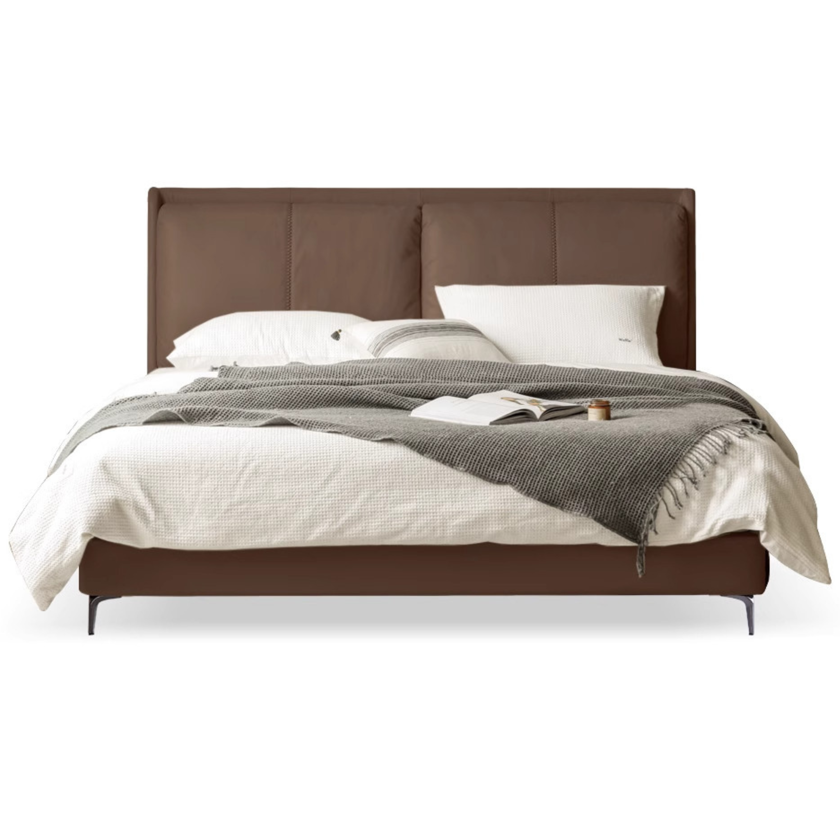 Genuine Leather Soft Bed Light Luxury