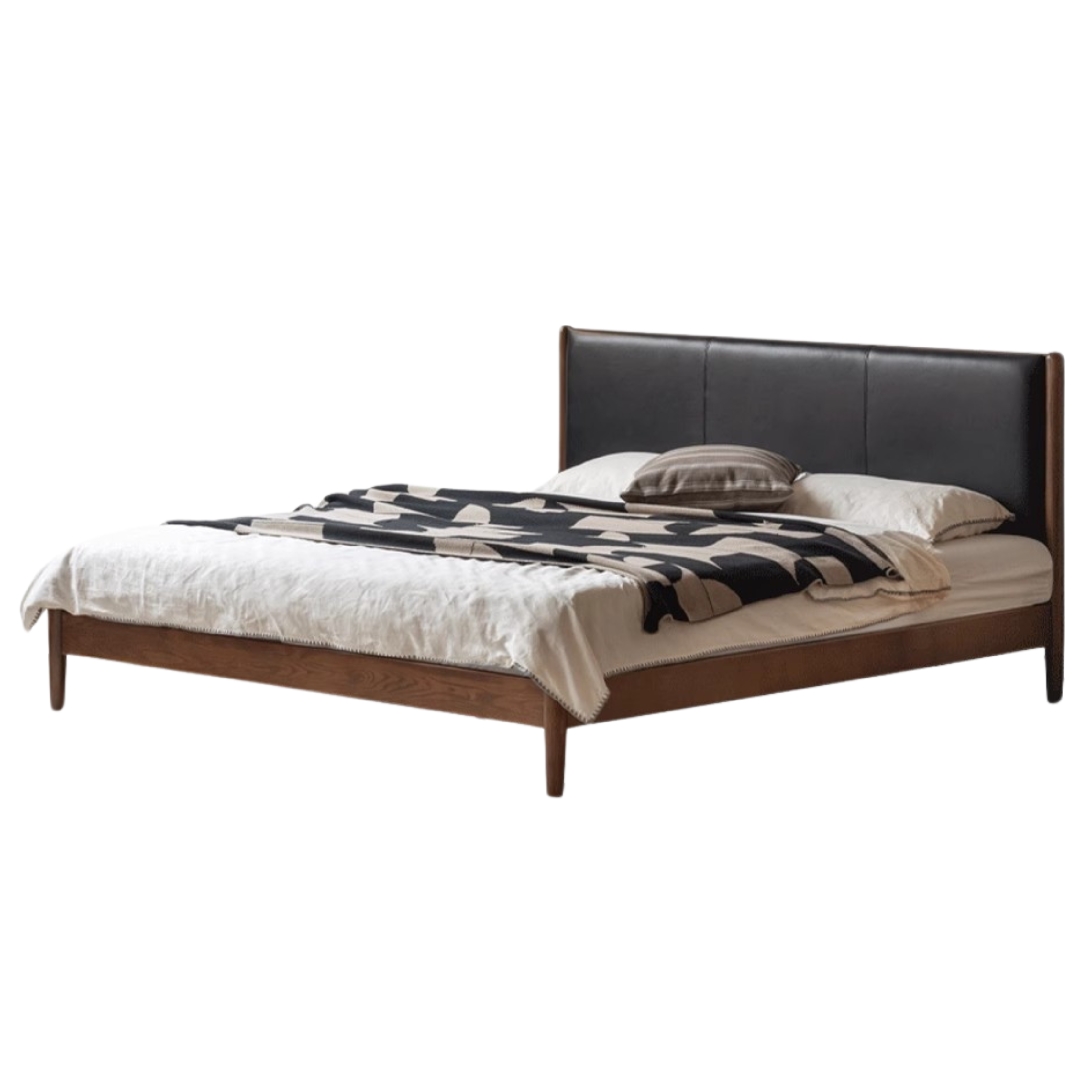 Oak Solid Wood Leather Soft Bed Italian Light Luxury