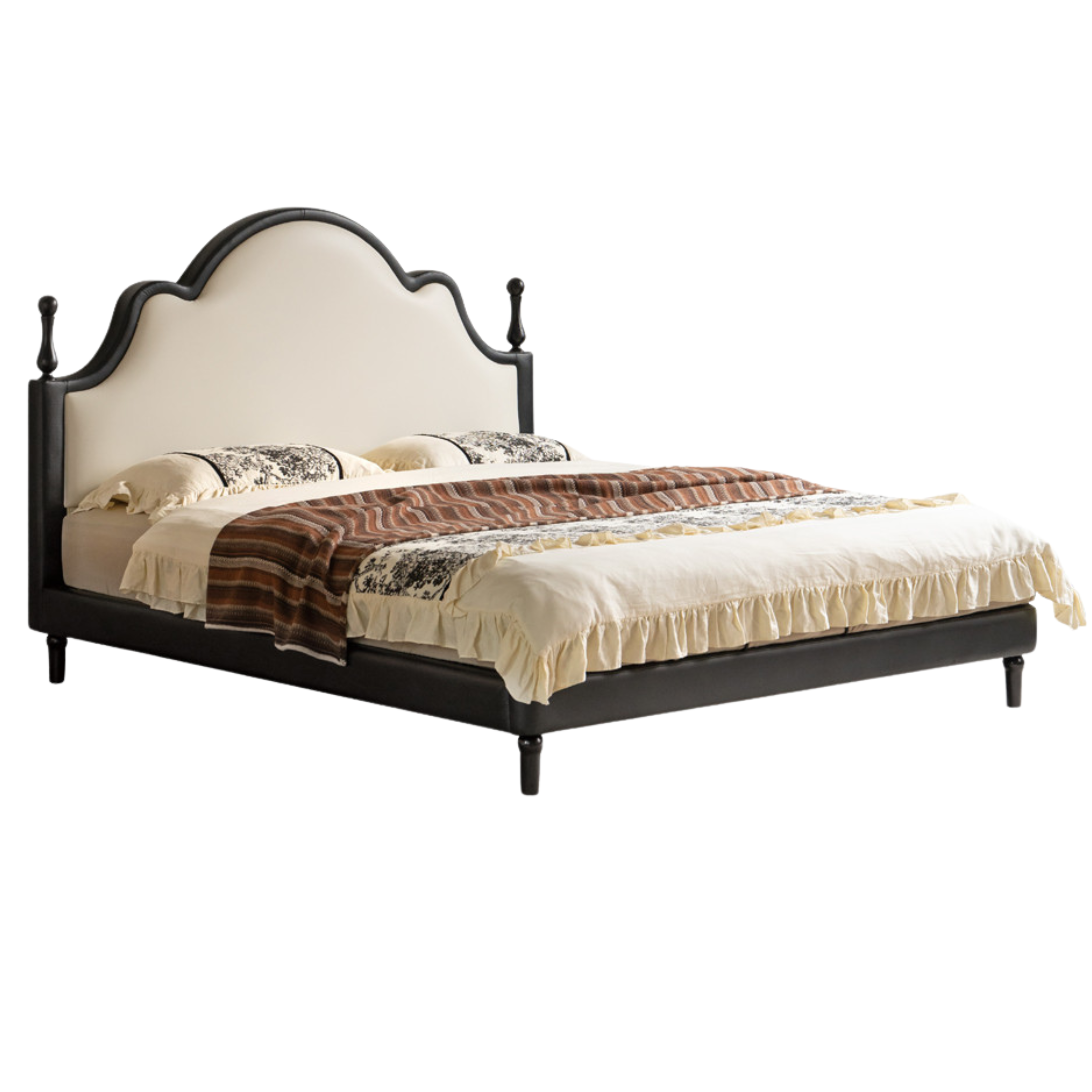 Ecological Cloud Leather Soft King Bed French Retro
