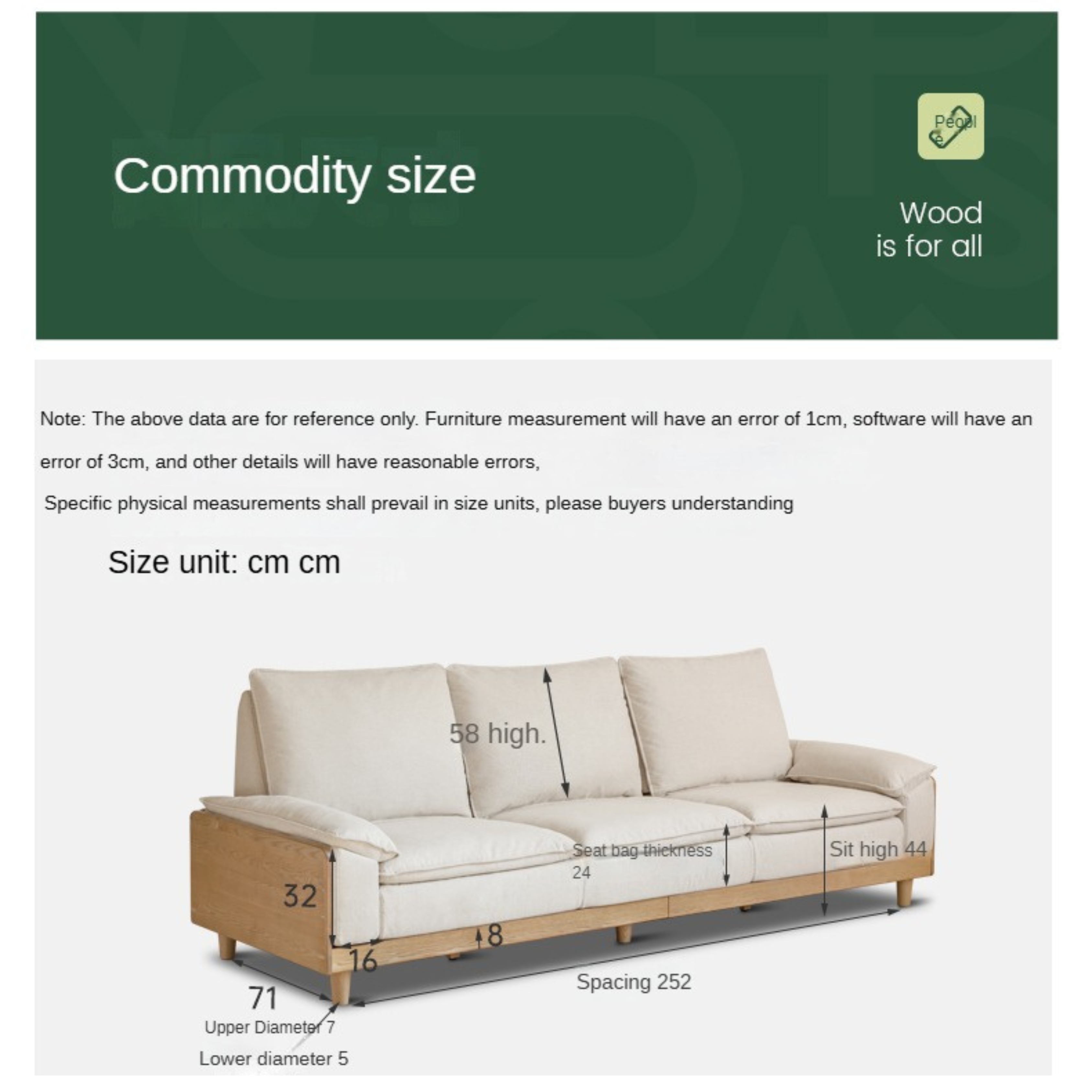 Ash Solid Wood Straight Sofa Modern