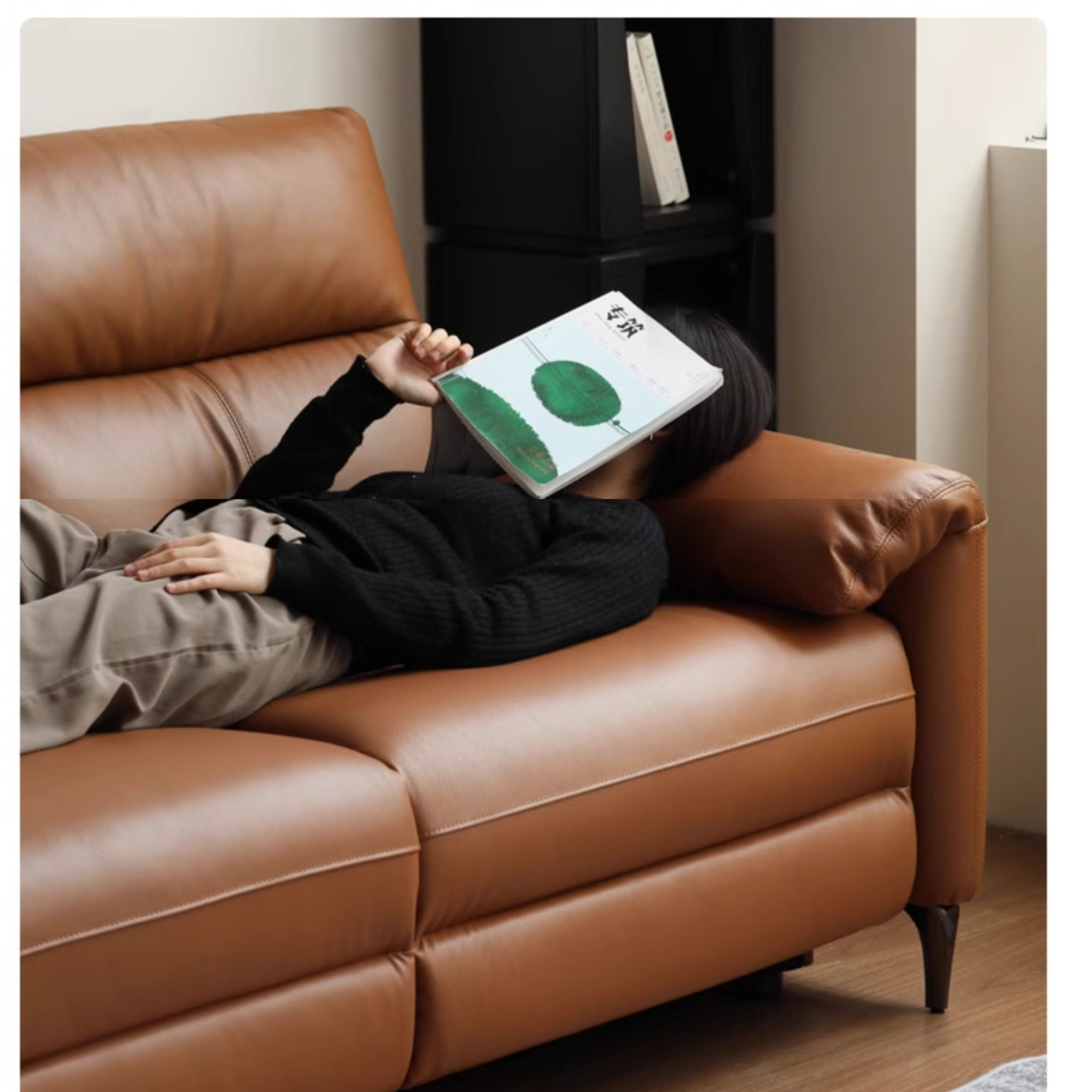 Leather Electric Zero Wall Sofa Italian Light Luxury