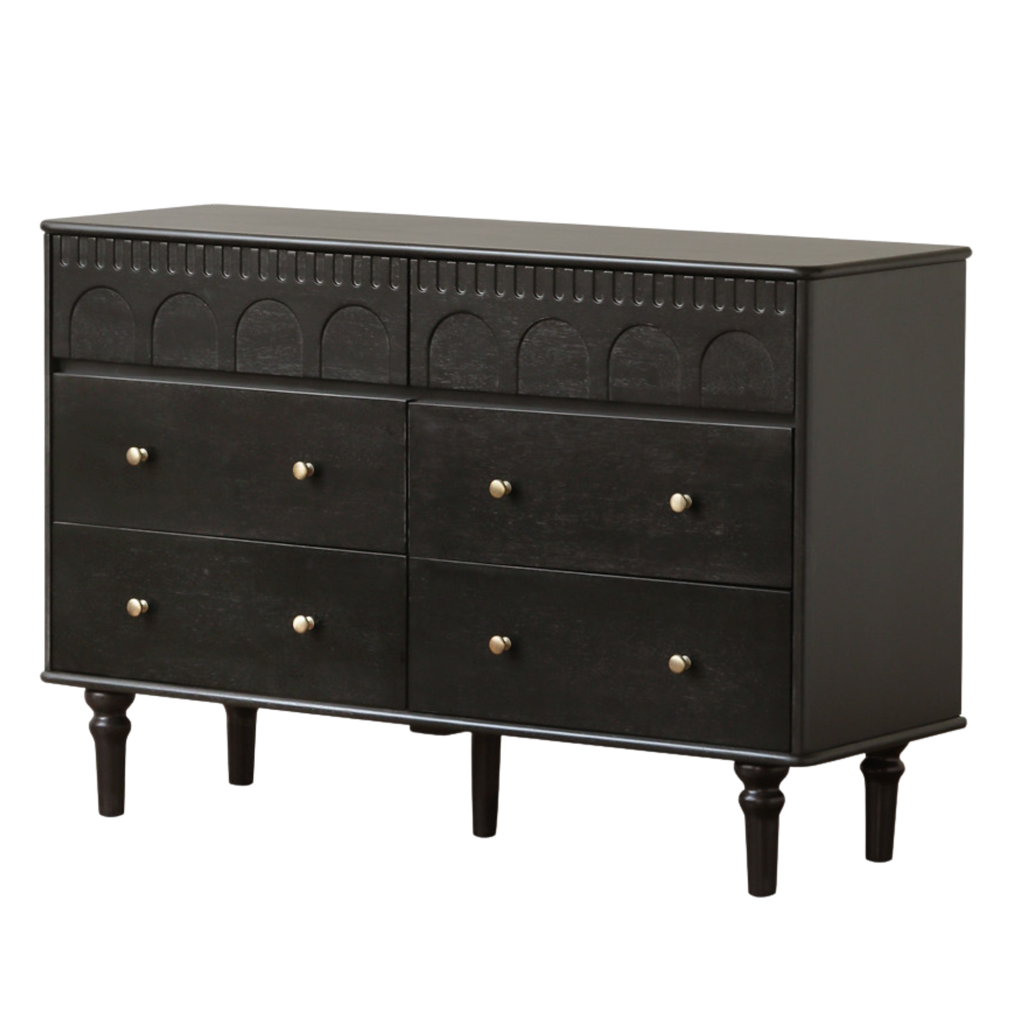 Black Walnut, Solid Rubberwood Chest of Drawers.