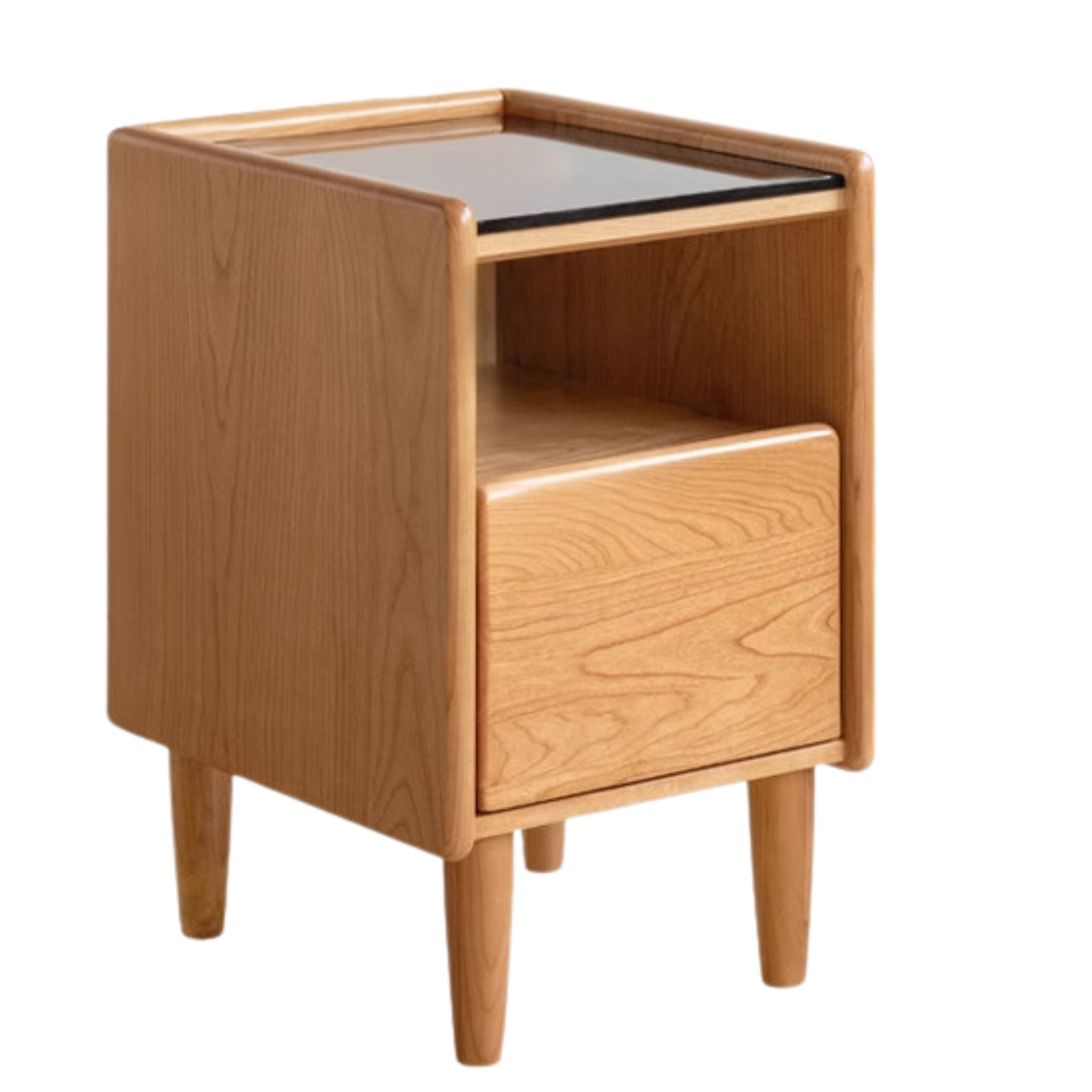 Cherry, Ash Solid Wood Small Nightstand.