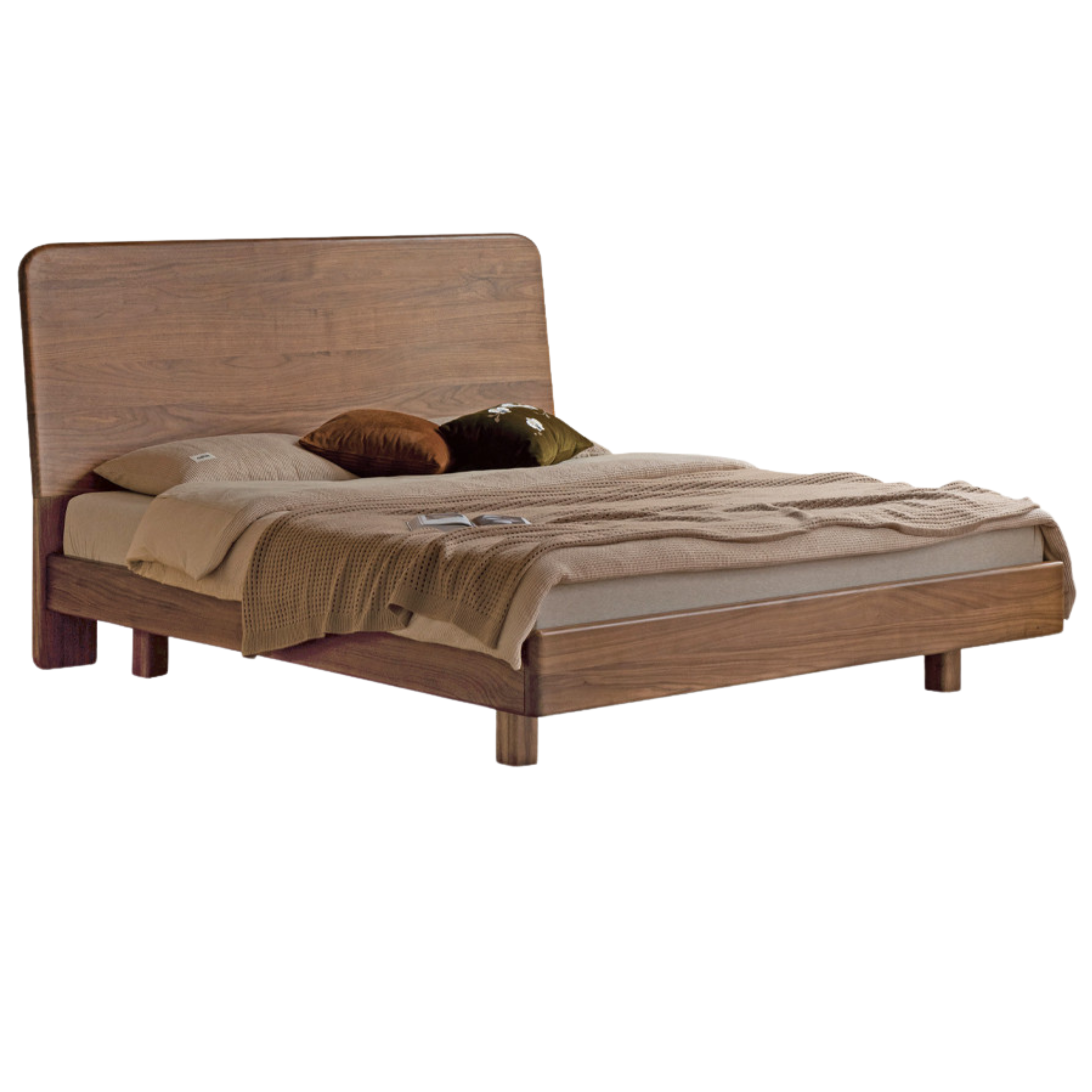 North American Black walnut, Ash solid wood bed simple high head.
