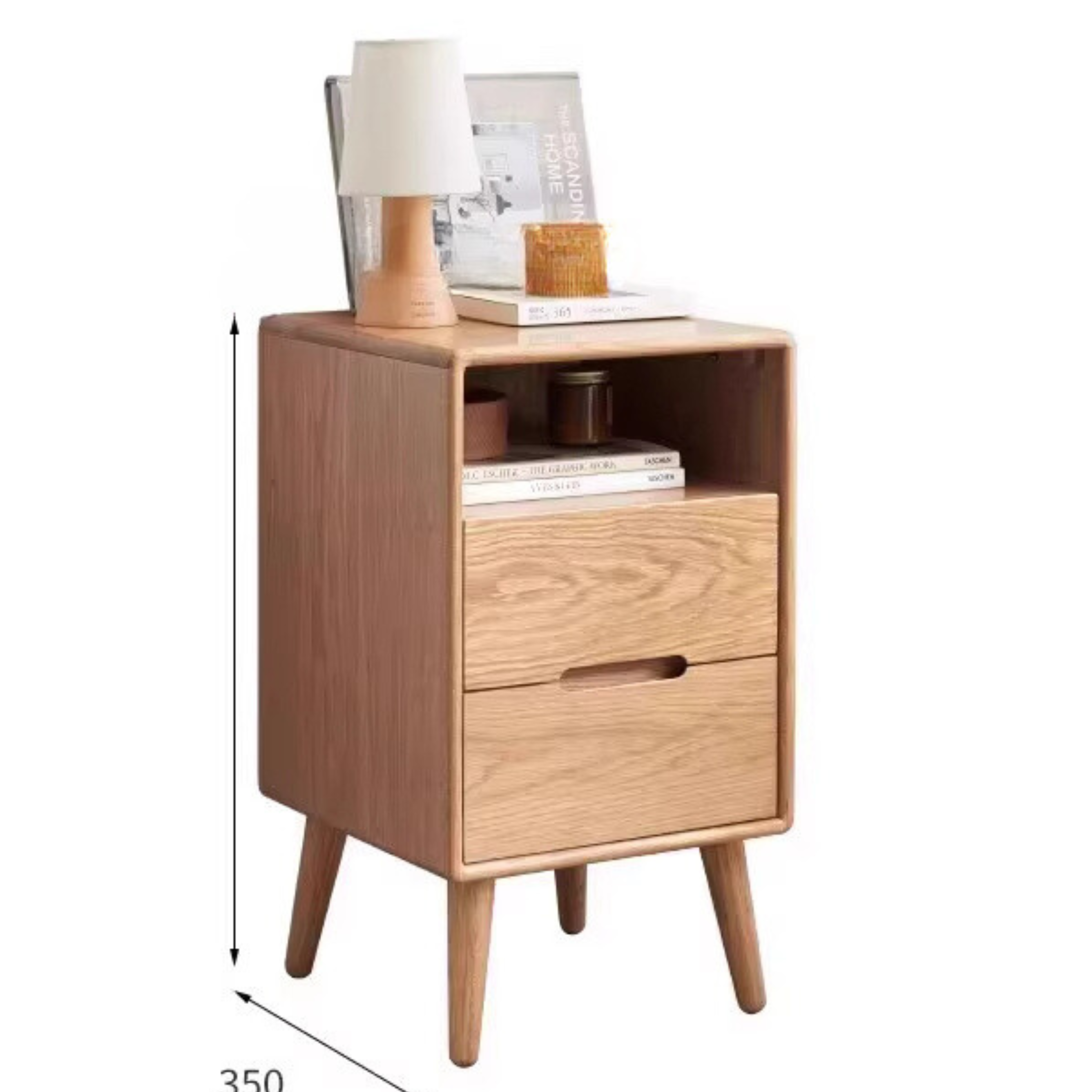 Oak, Rubber, Cherry Solid Wood Ultra-Narrow Nightstand :