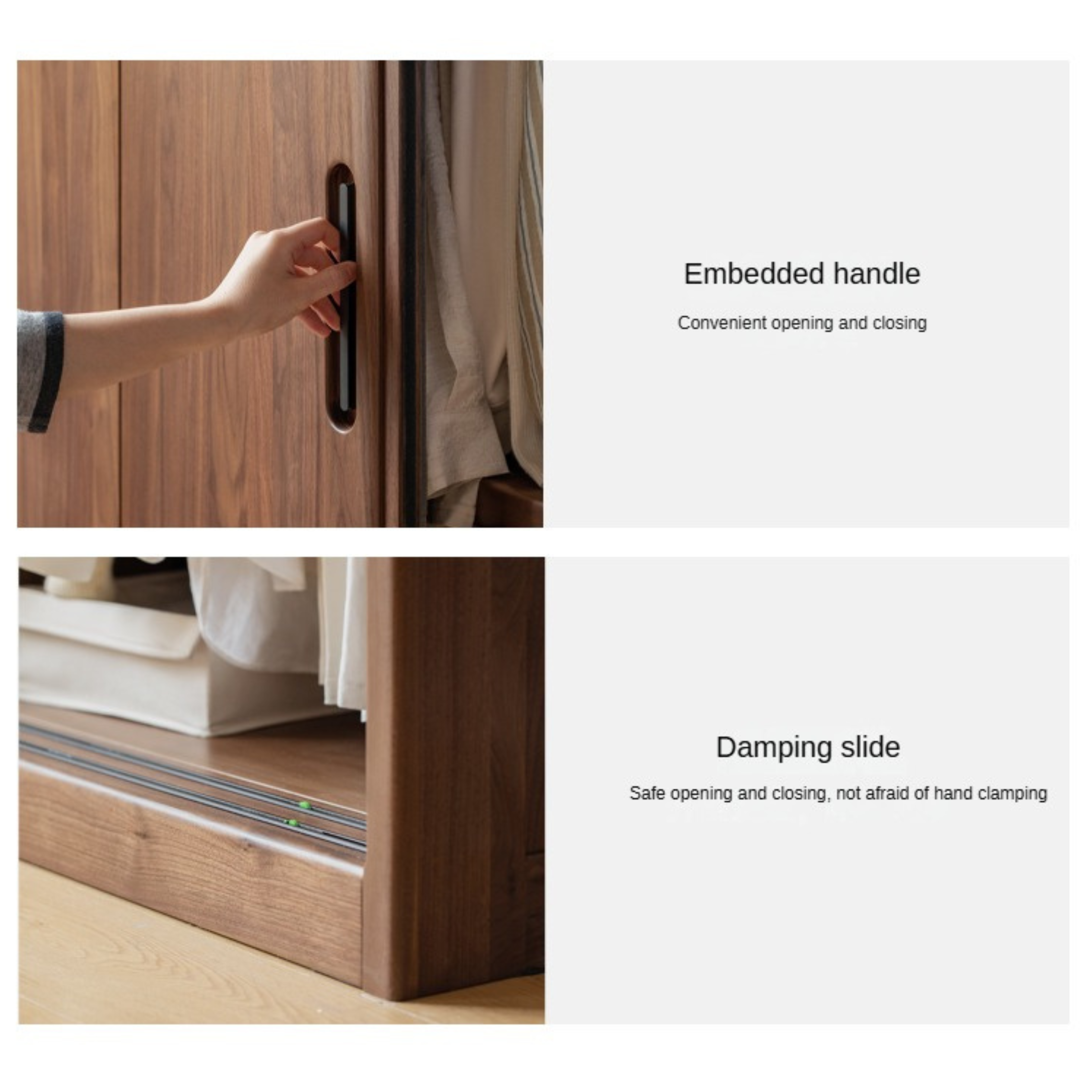 Black Walnut Solid Wood Wardrobe Sliding Door