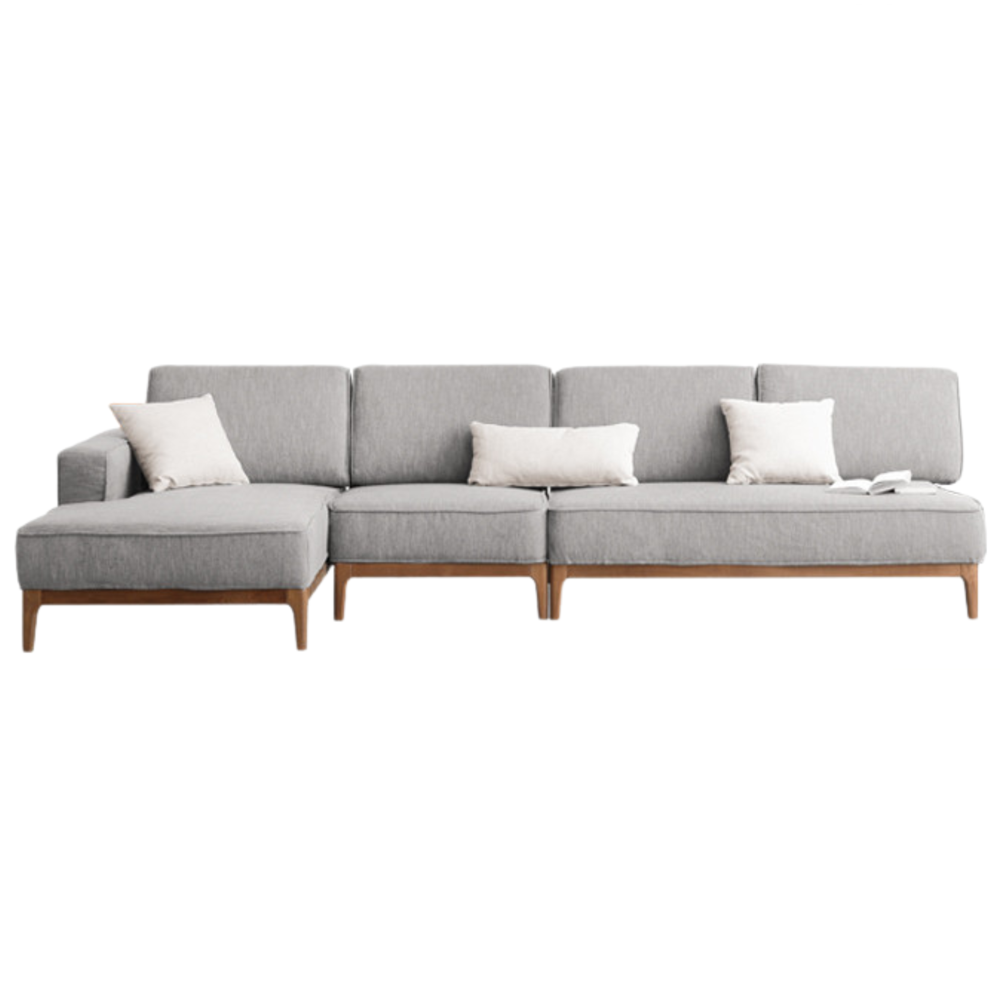 Ash Solid Wood Fabric Corner Sofa Modern Simple