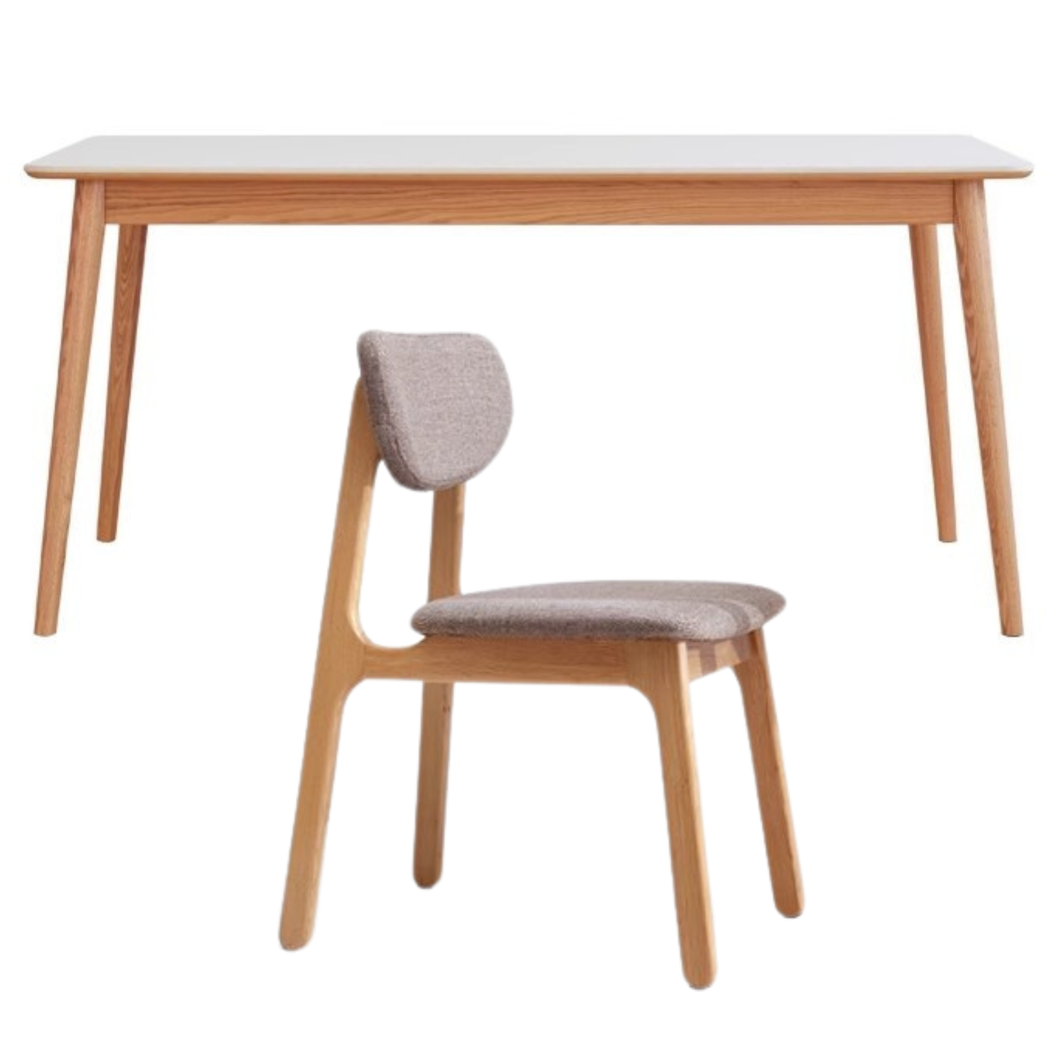 Oak Solid Wood Dining Table With Rock Slab Surface